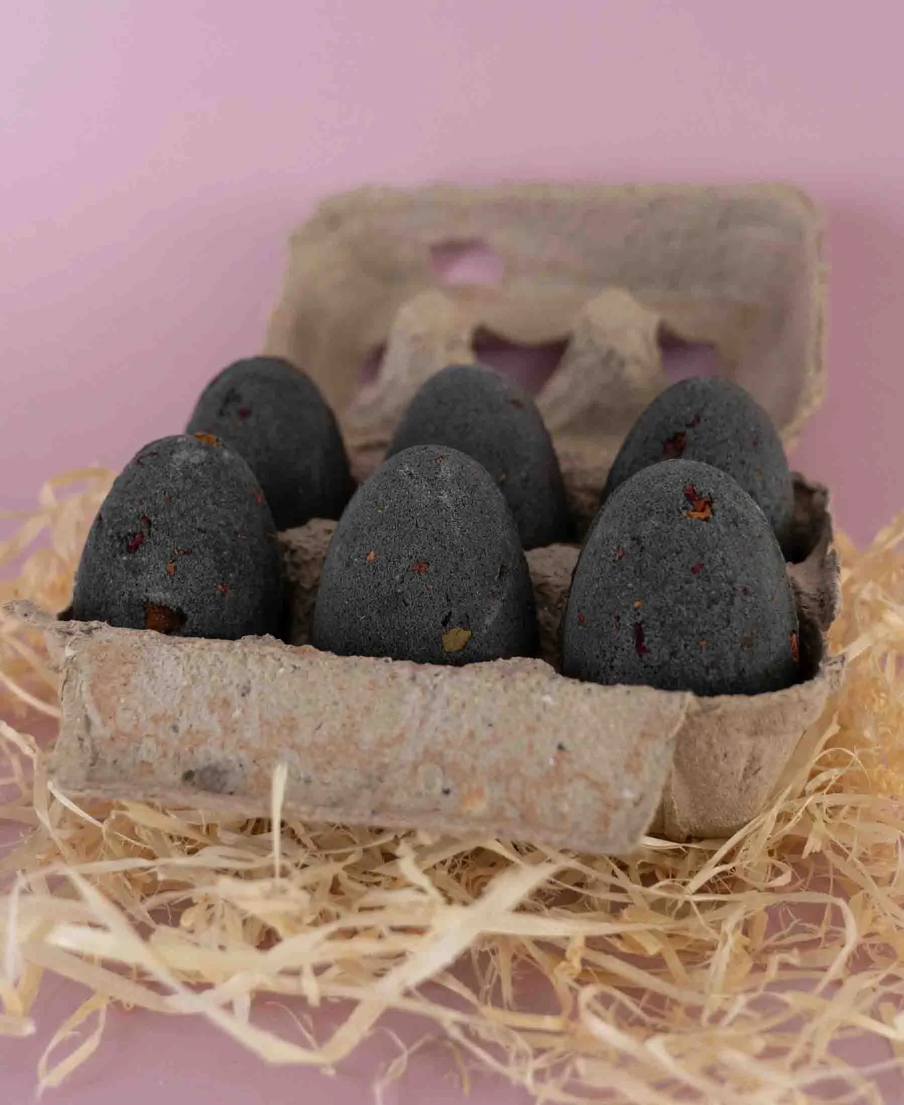 Activated Charcoal Bath Bombs with Rose Petals