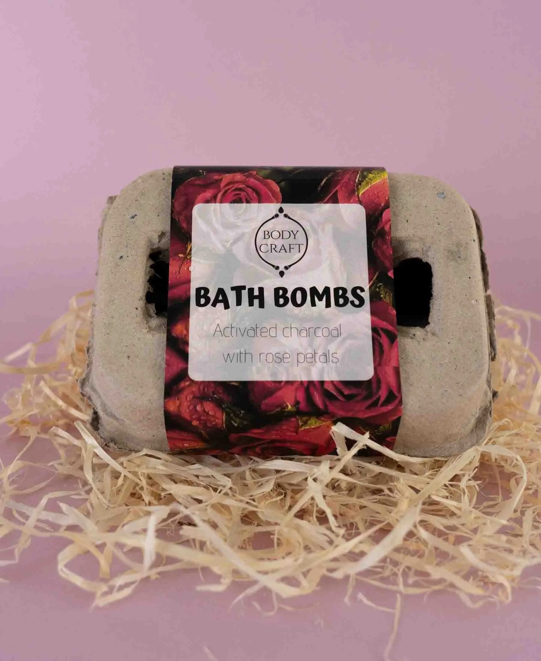 Activated Charcoal Bath Bombs with Rose Petals