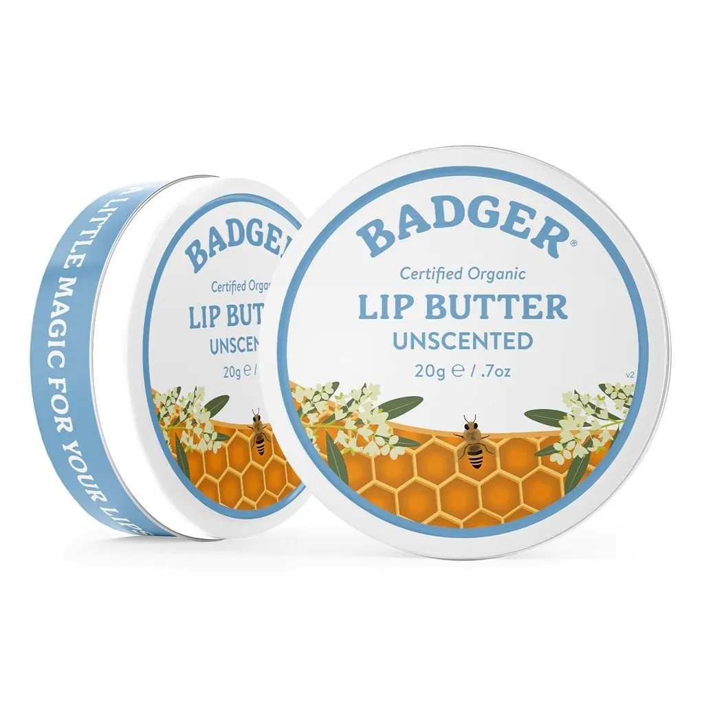 Badger Unscented Lip Butter Tin 0.7 oz Balm