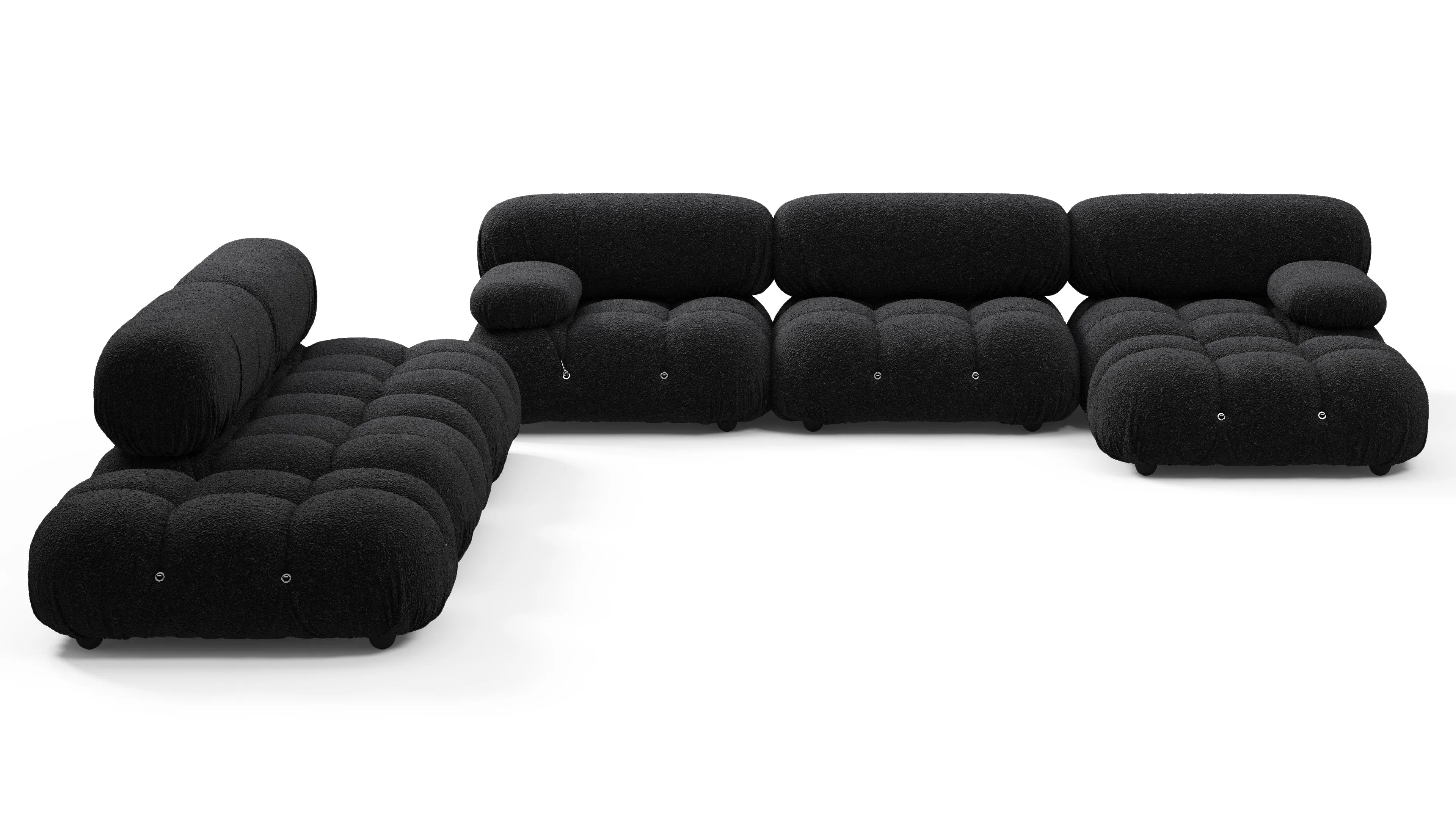 Belia - Belia Large Sectional, Left Corner, Black Boucle