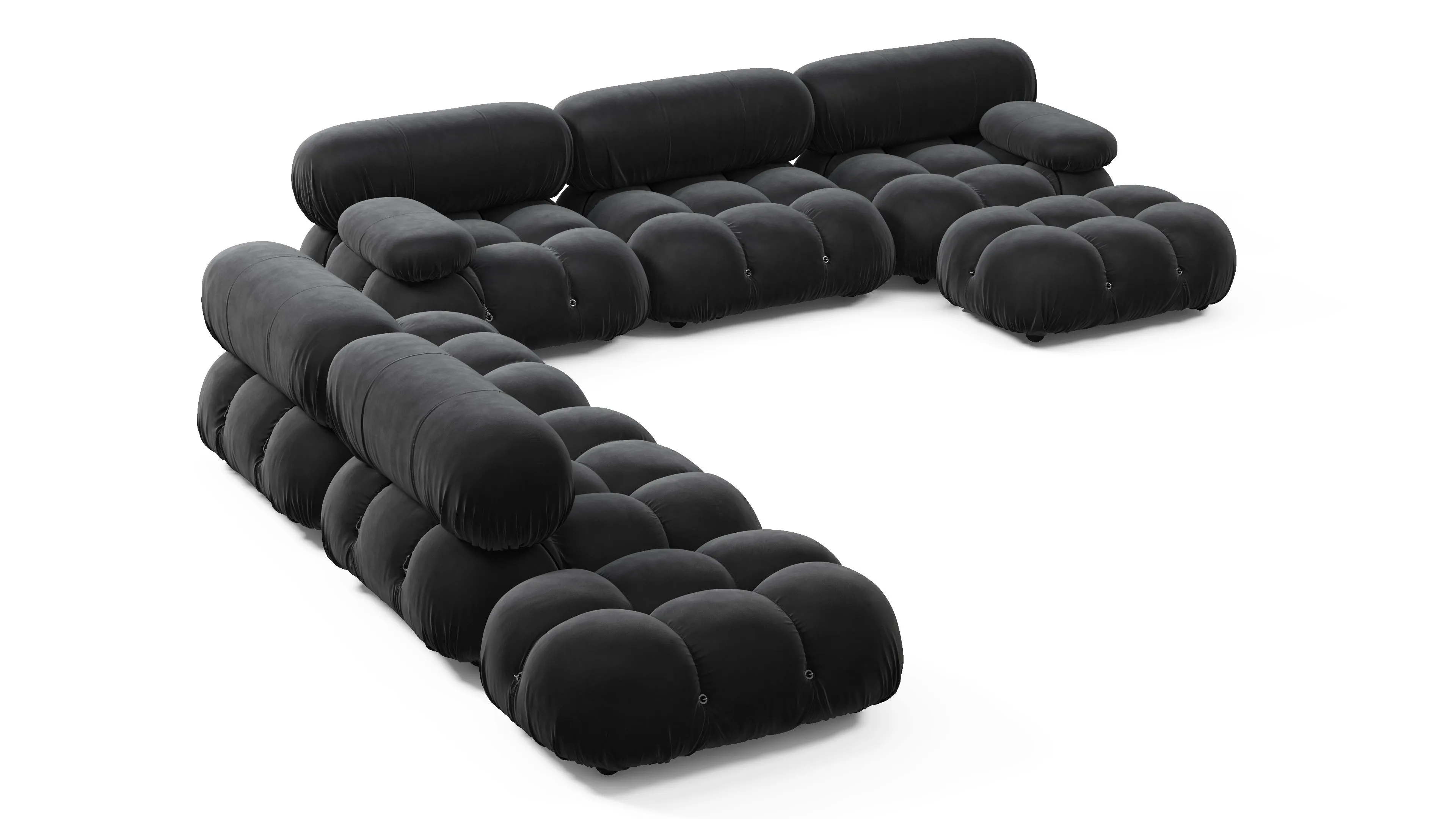 Belia - Belia Large Sectional, Left Corner, Black Velvet