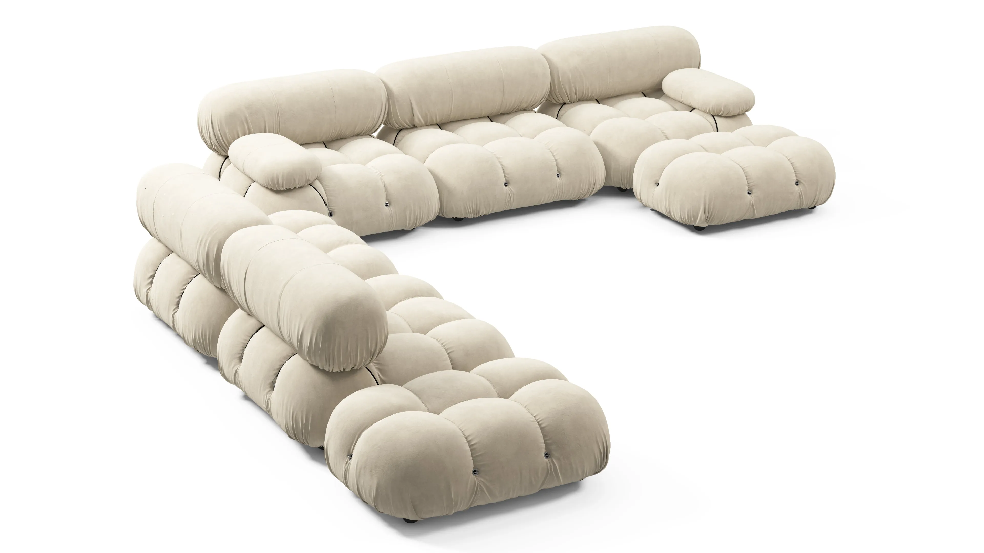 Belia - Belia Large Sectional, Left Corner, Eggshell Vegan Suede