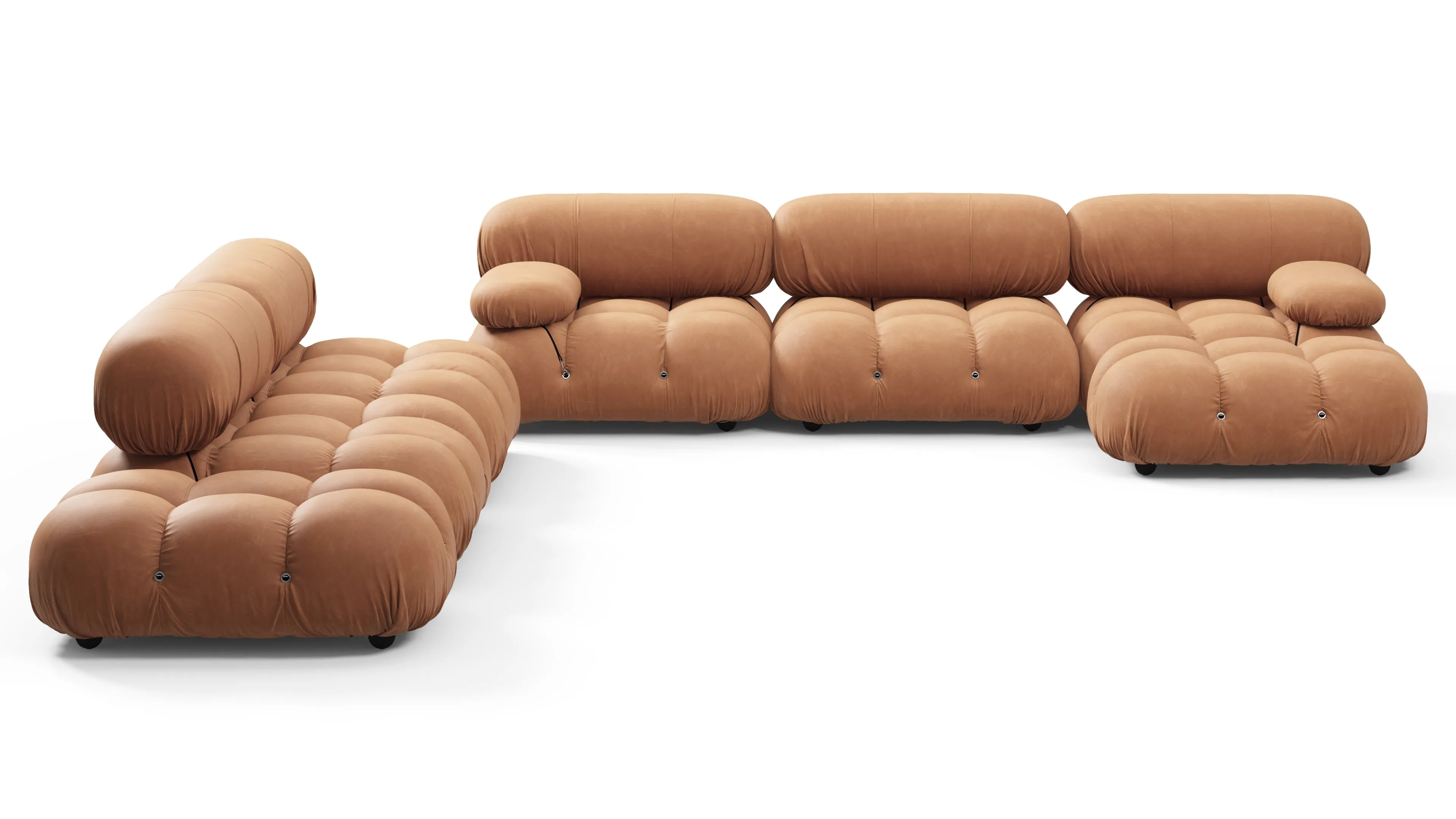 Belia - Belia Large Sectional, Left Corner, Tan Vegan Leather