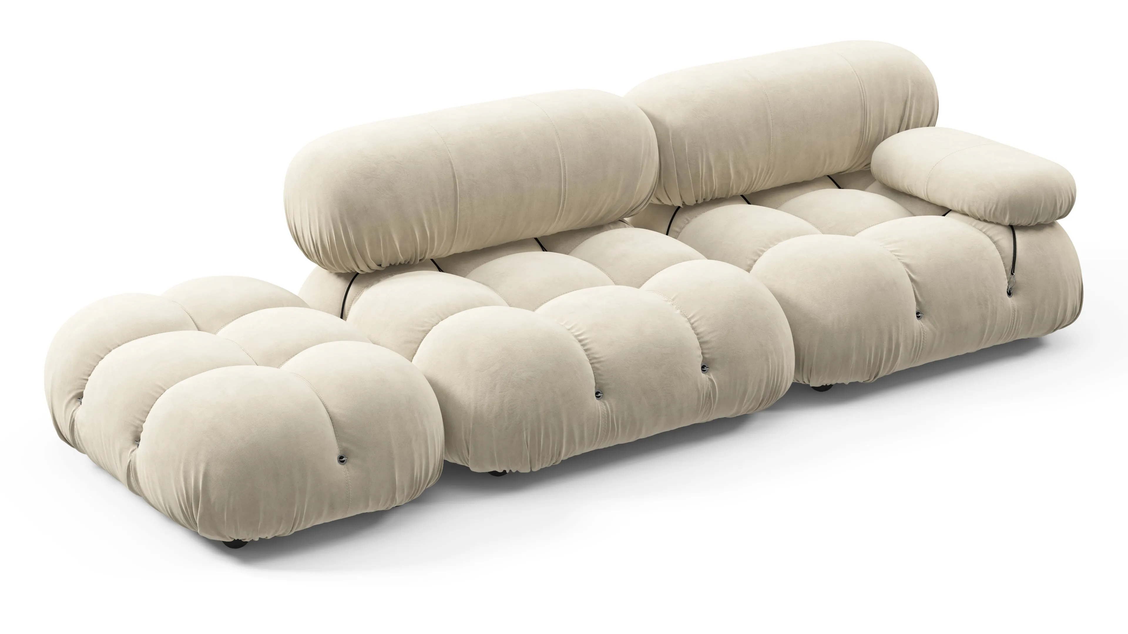 Belia - Belia Open End Sofa, Left, Eggshell Vegan Suede