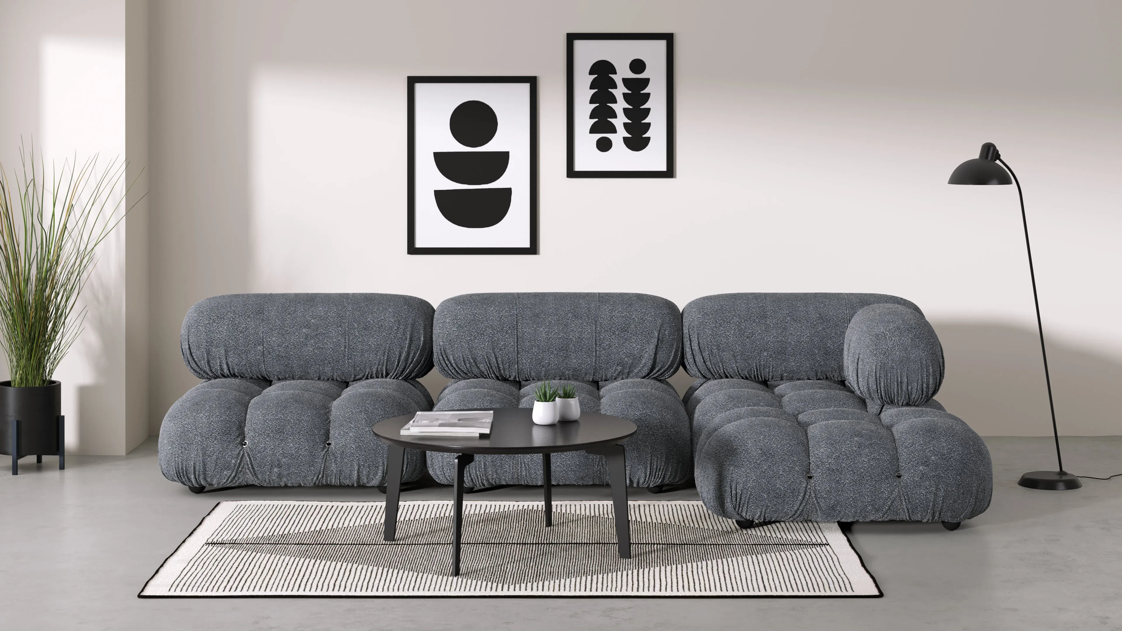 Belia - Belia Sectional, Right Chaise, Gray Boucle