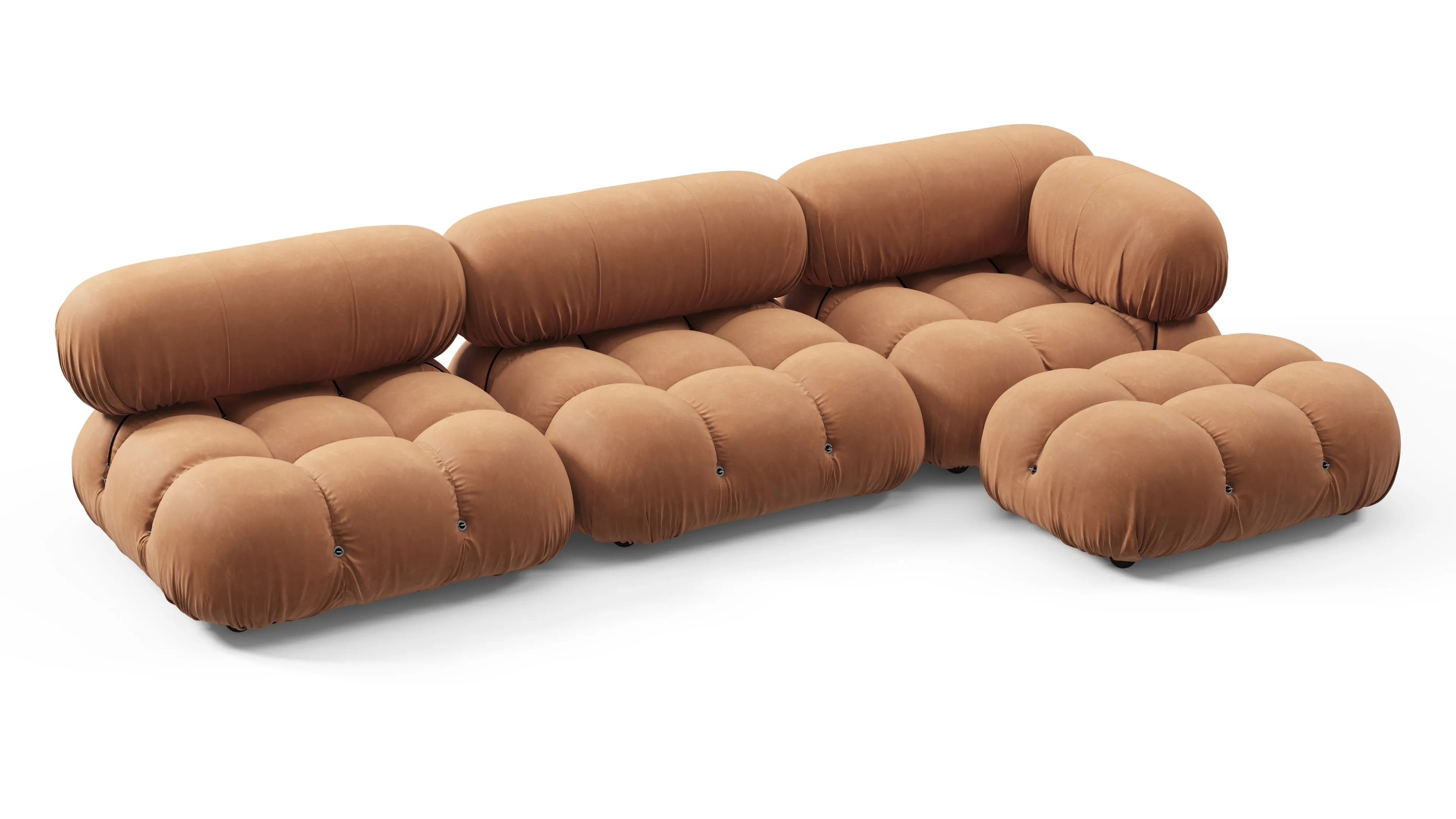 Belia - Belia Sectional, Right Chaise, Tan Vegan Leather