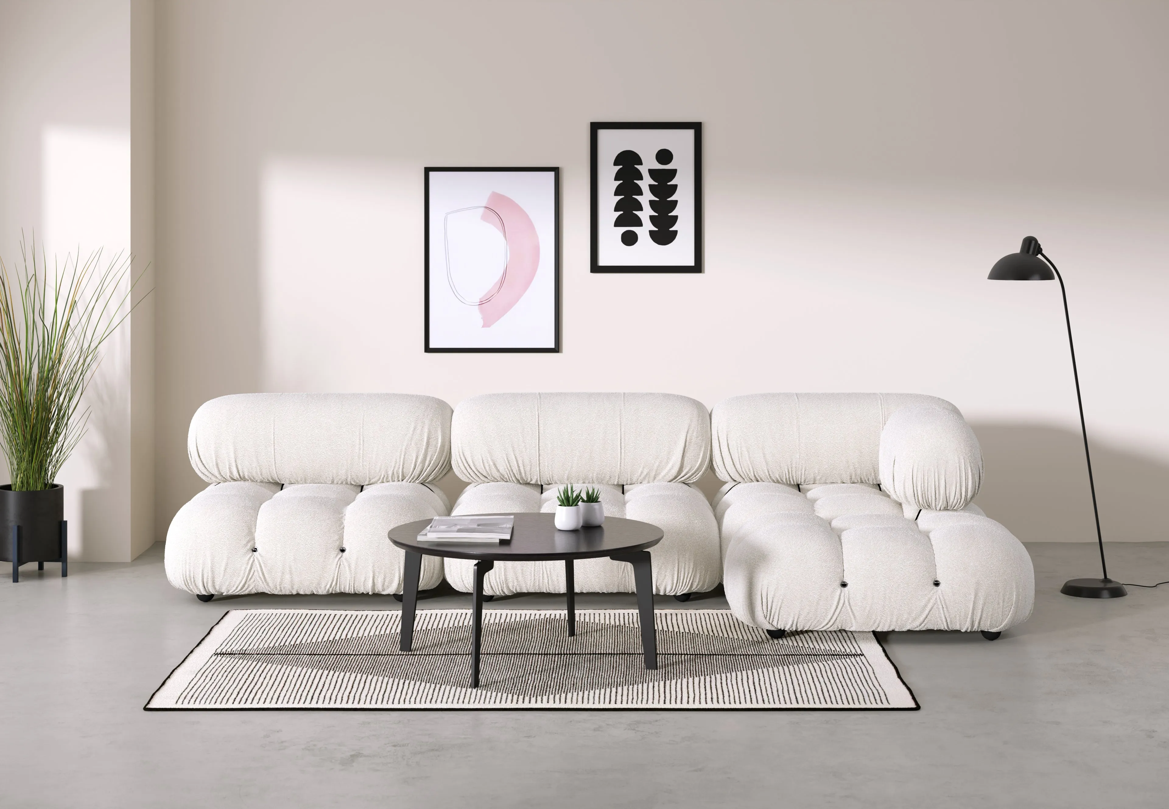 Belia - Belia Sectional, Right Chaise, White Boucle