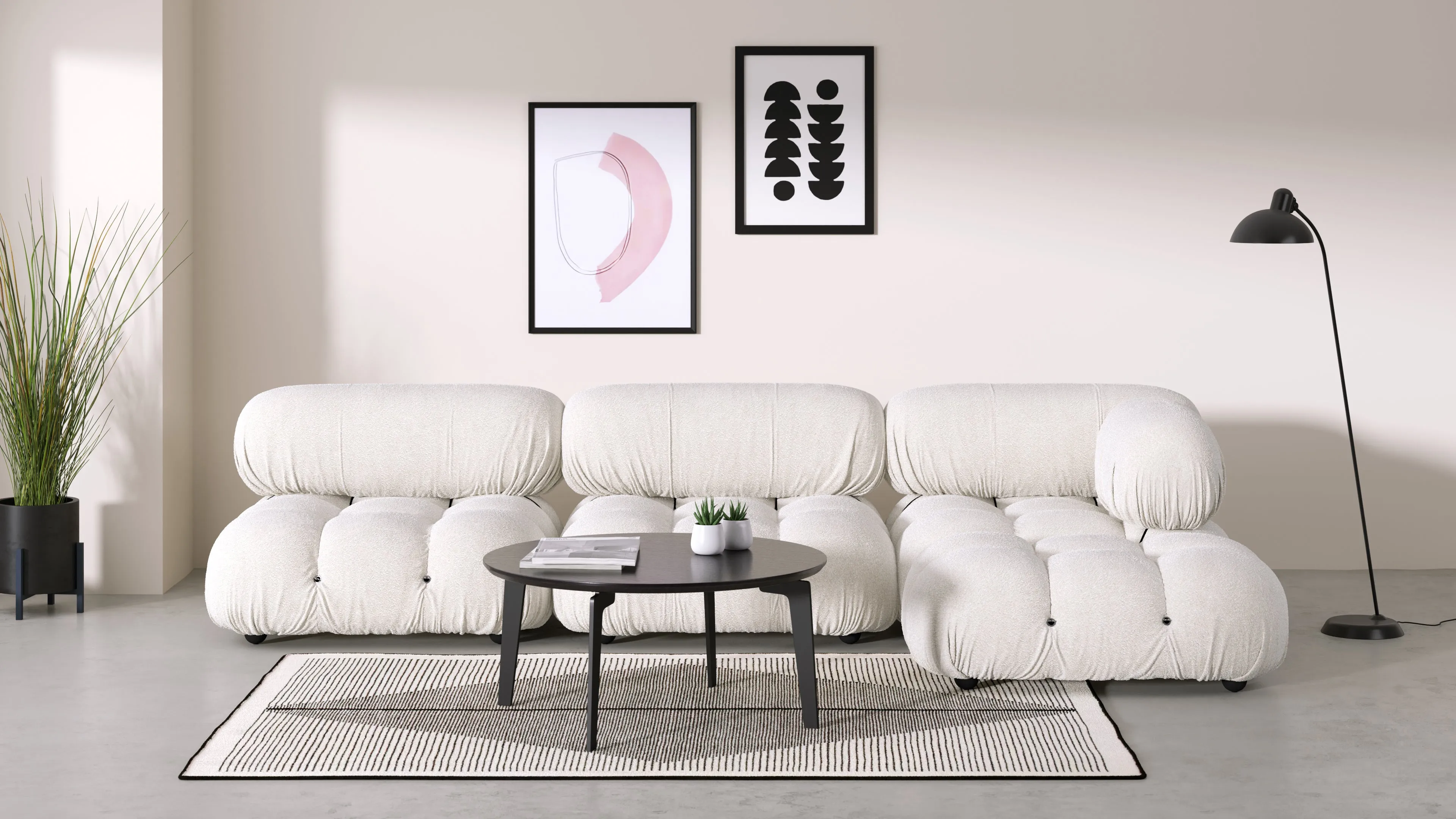 Belia - Belia Sectional, Right Chaise, White Boucle