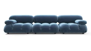 Belia - Belia Three Seater Sofa, Aegean Blue Velvet