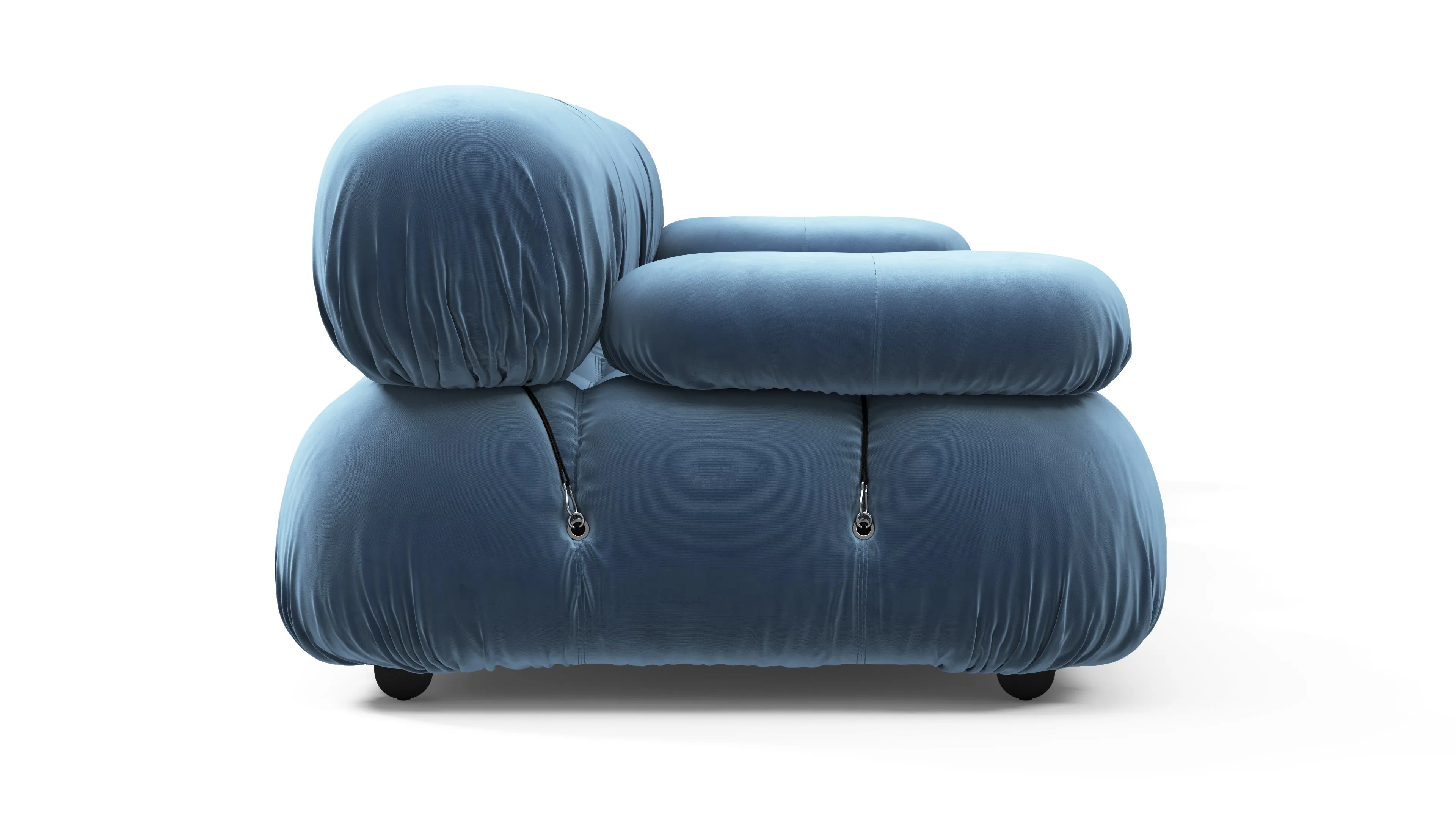 Belia - Belia Three Seater Sofa, Aegean Blue Velvet