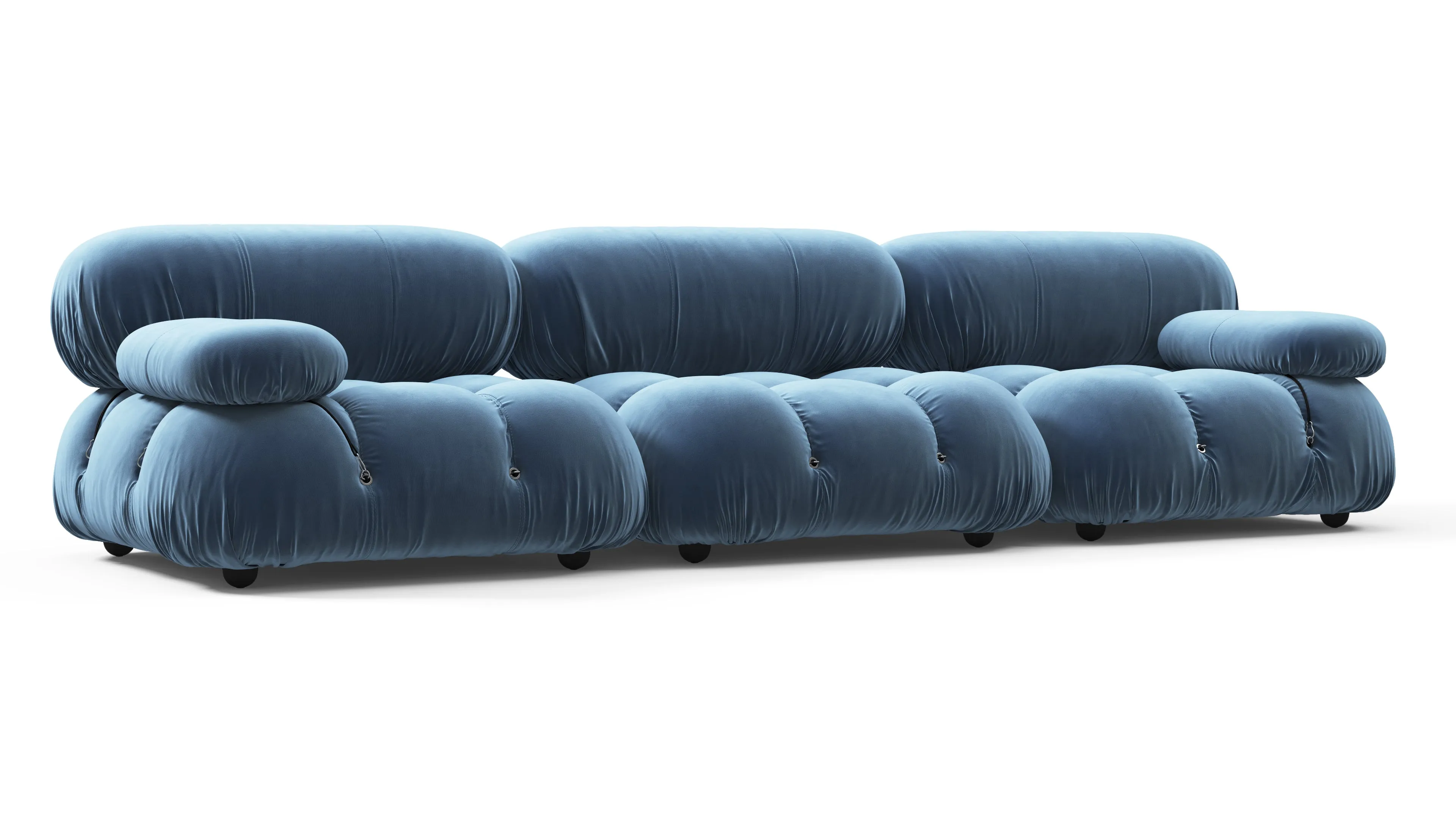 Belia - Belia Three Seater Sofa, Aegean Blue Velvet