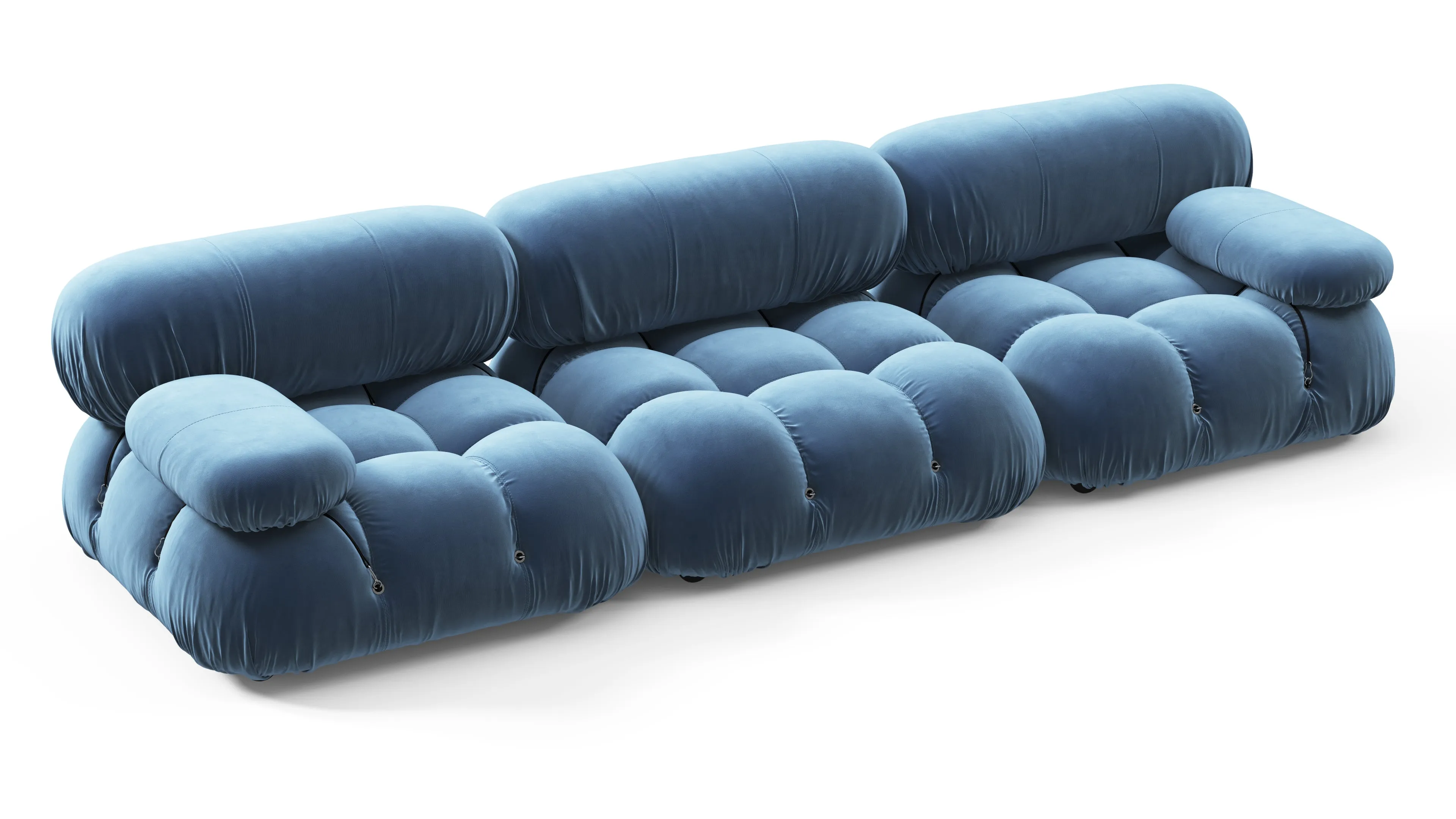 Belia - Belia Three Seater Sofa, Aegean Blue Velvet