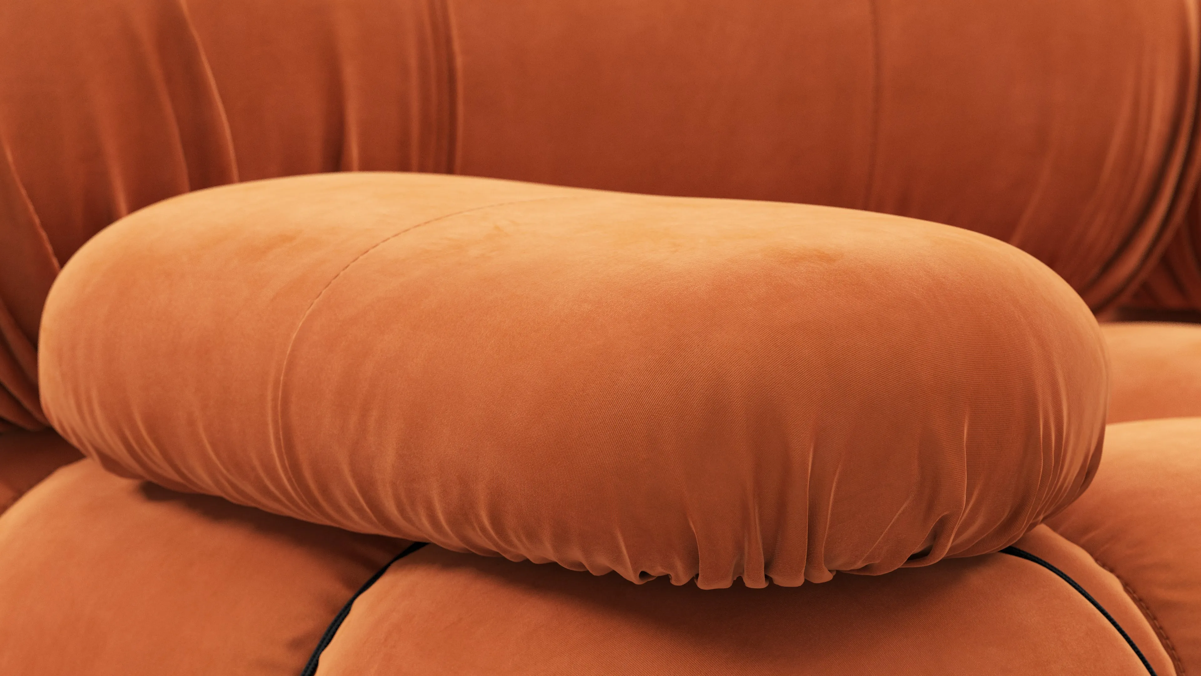 Belia - Belia Three Seater Sofa, Apricot Velvet