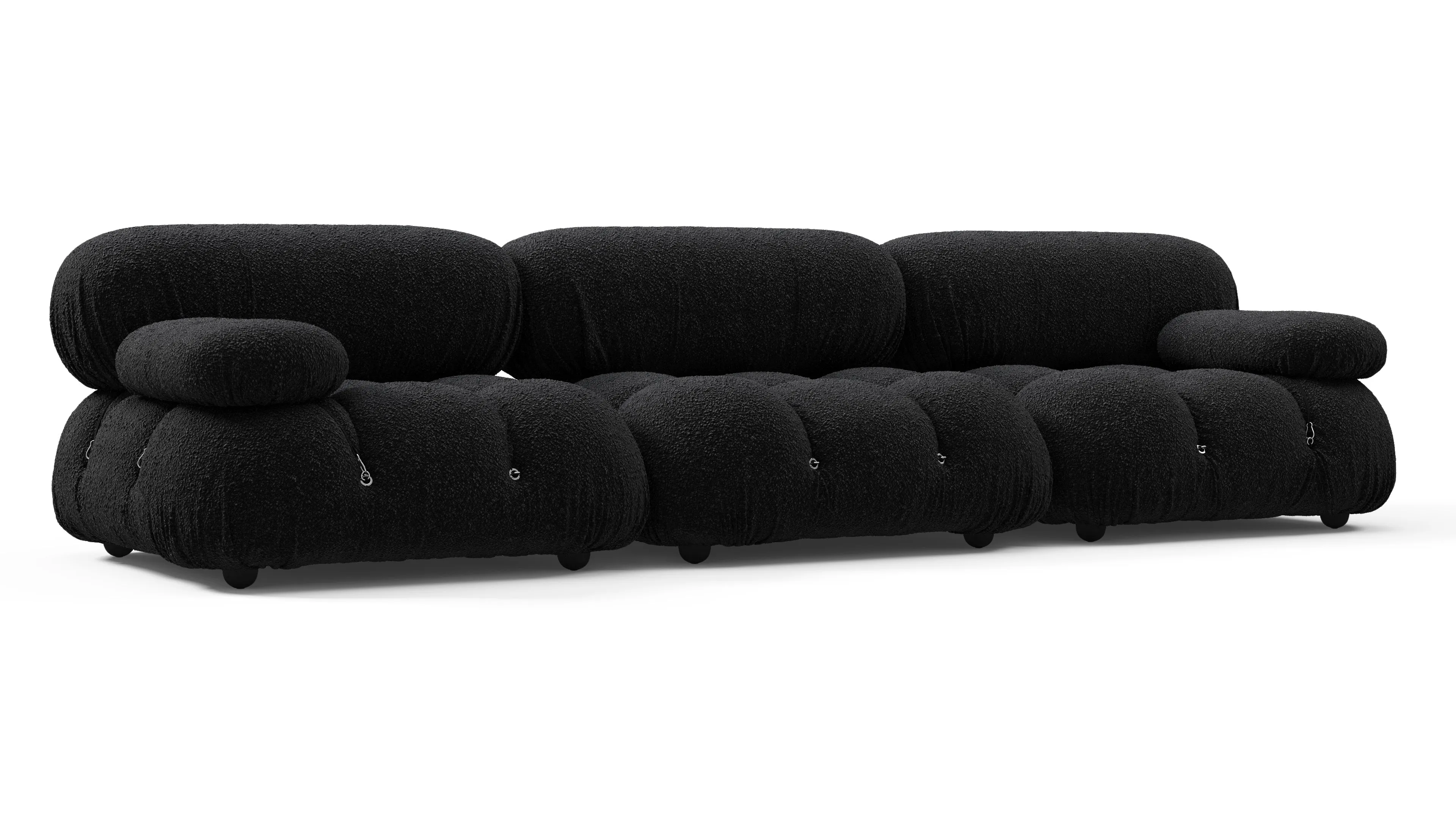 Belia - Belia Three Seater Sofa, Black Boucle