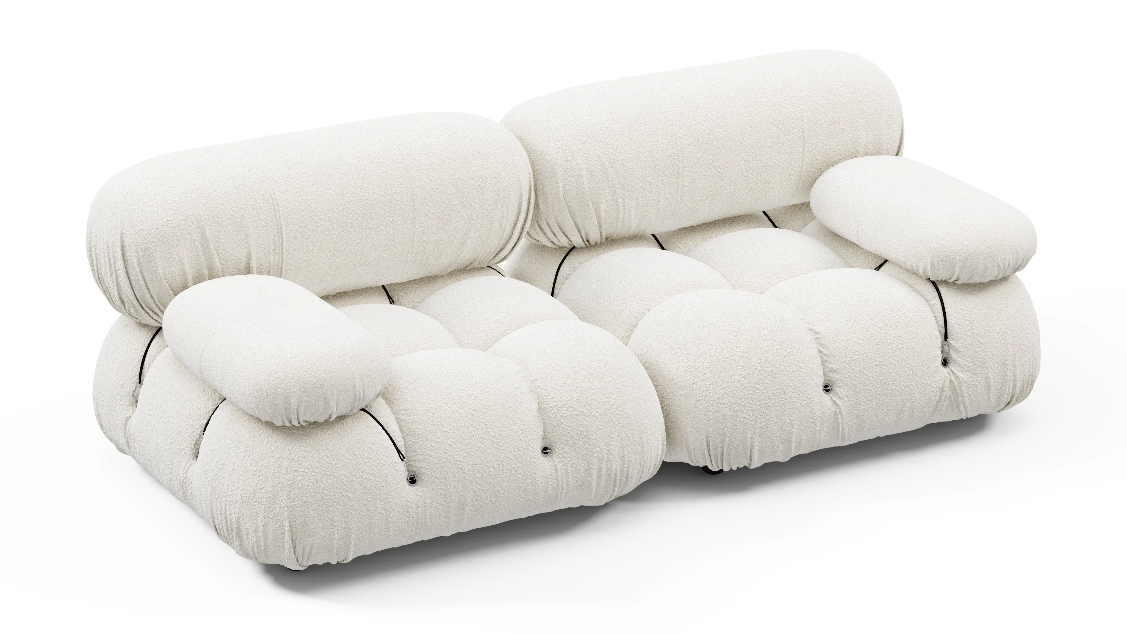 Belia - Belia Two Seater Sofa, White Boucle