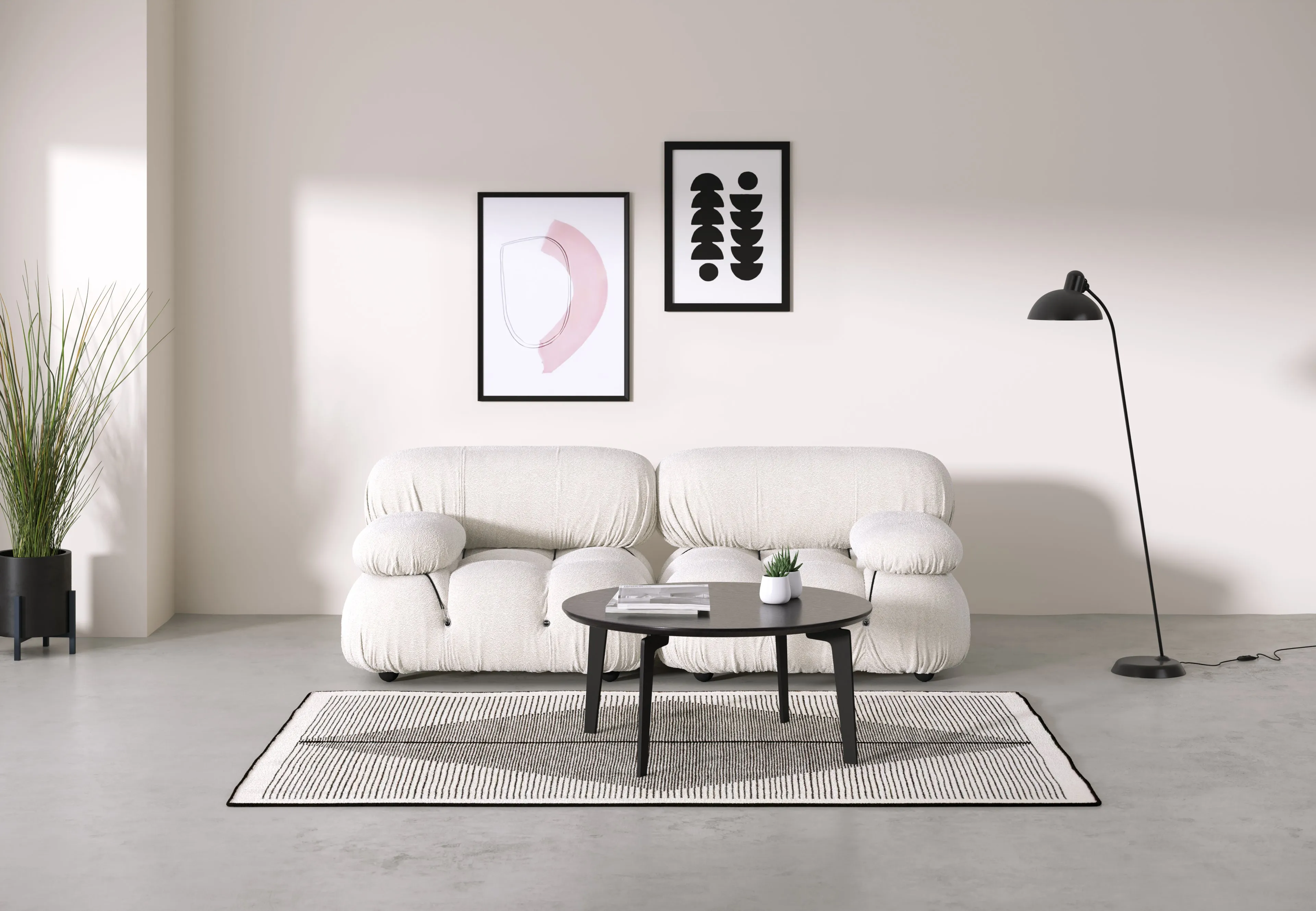 Belia - Belia Two Seater Sofa, White Boucle