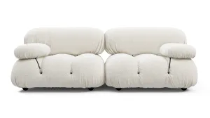 Belia - Belia Two Seater Sofa, White Boucle