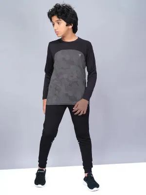 Boys Jacquard Slim Fit Crew Neck T-shirt with VENTMESH