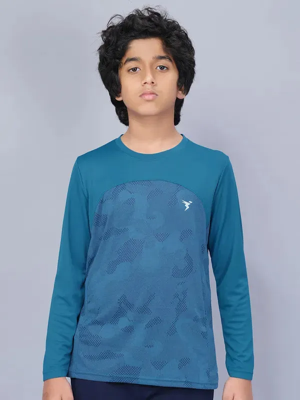 Boys Jacquard Slim Fit Crew Neck T-shirt with VENTMESH