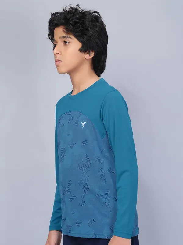 Boys Jacquard Slim Fit Crew Neck T-shirt with VENTMESH