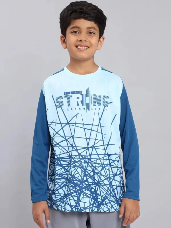 Boys Printed Slim Fit Crew Neck T-shirt with TECHNO COOL 