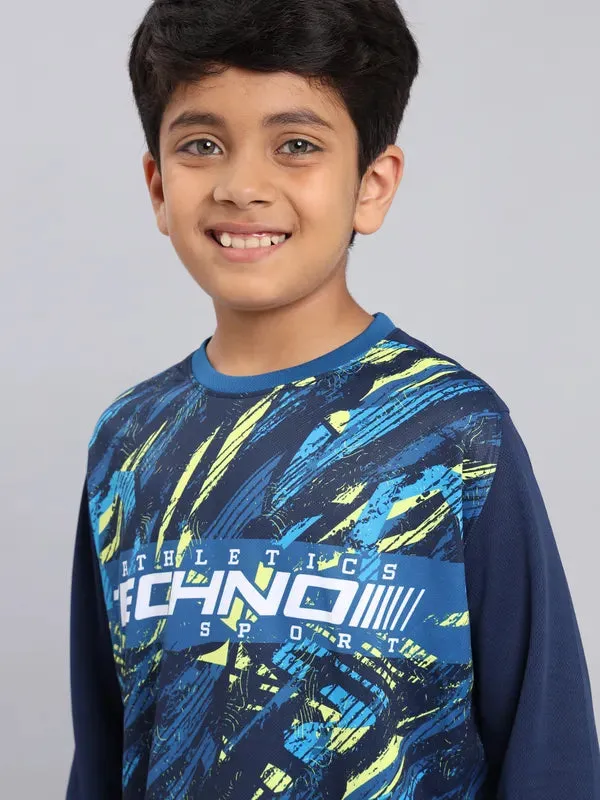 Boys Printed Slim Fit Crew Neck T-shirt with TECHNO COOL 