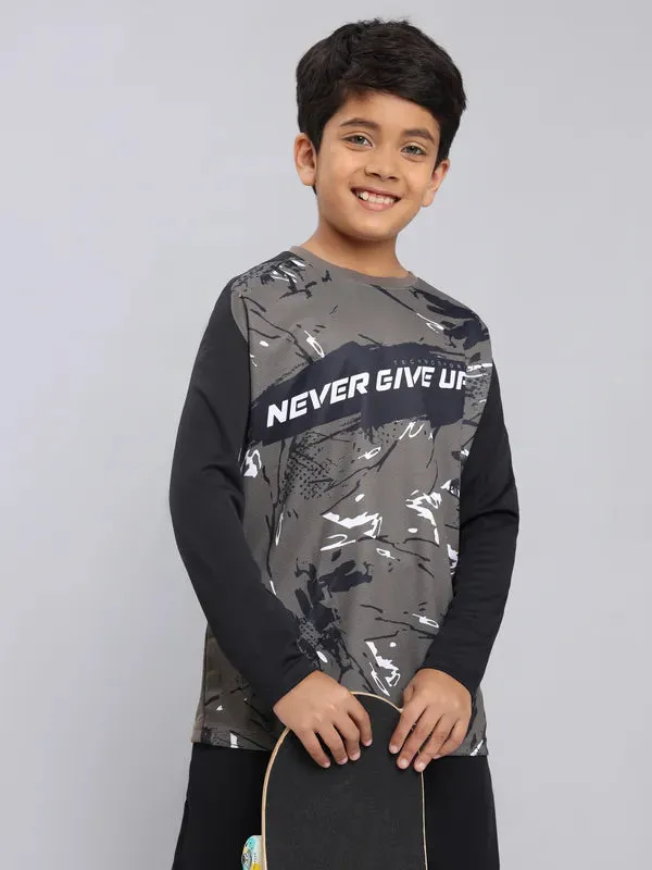 Boys Printed Slim Fit Crew Neck T-shirt with TECHNO COOL 