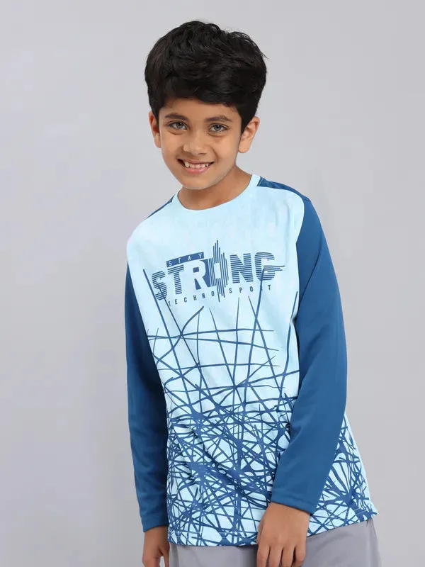 Boys Printed Slim Fit Crew Neck T-shirt with TECHNO COOL 