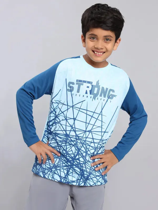 Boys Printed Slim Fit Crew Neck T-shirt with TECHNO COOL 