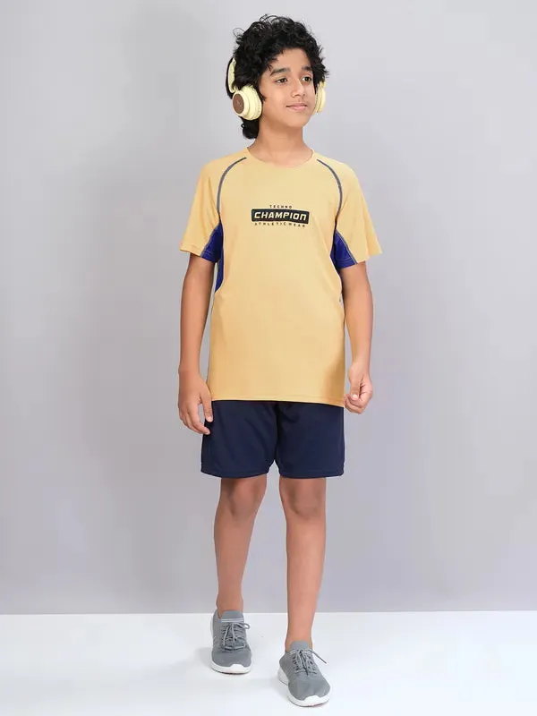 Boys Printed Slim Fit Crew Neck T-shirt with TECHNO COOL 