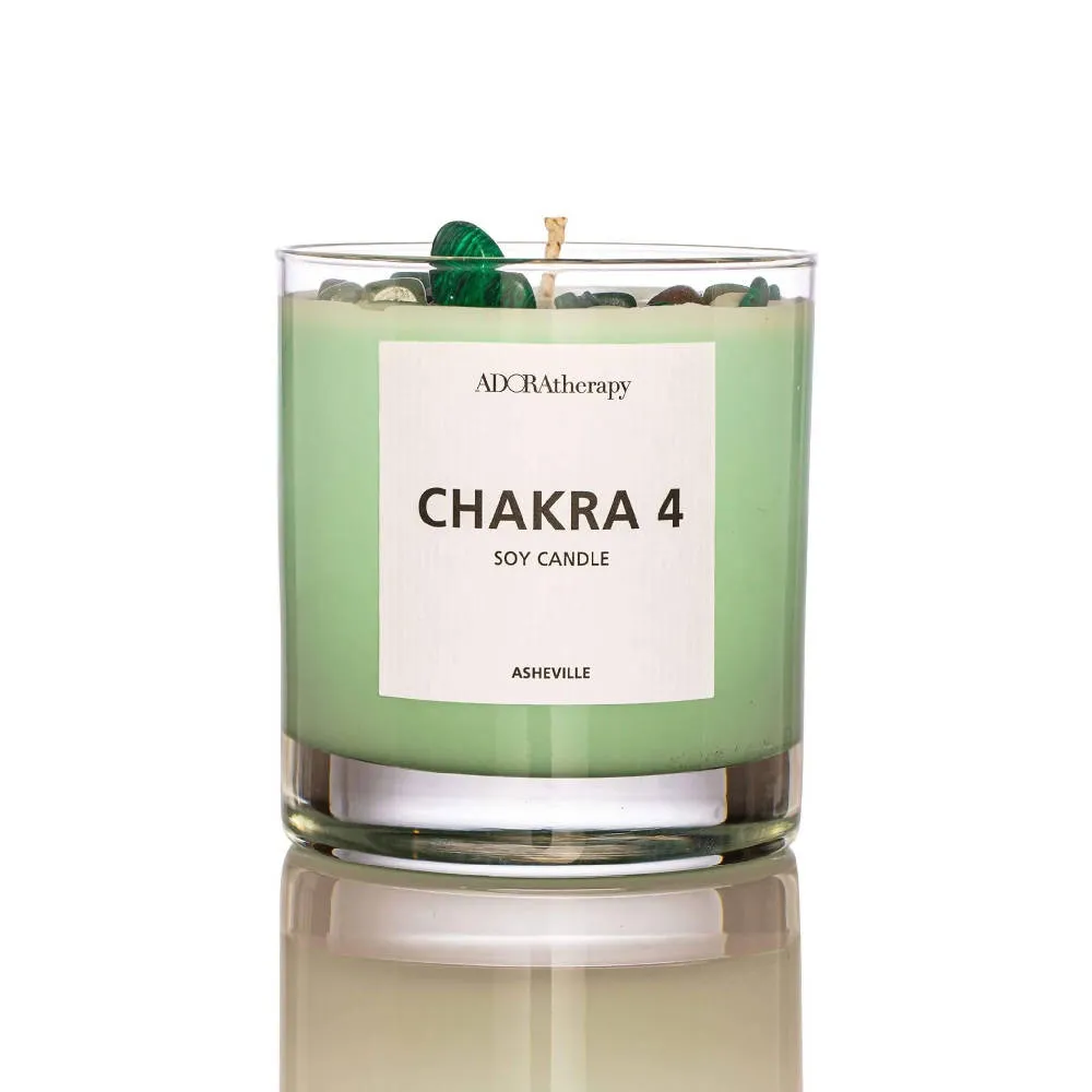 CHAKRA 4 SOY CANDLE WITH AVENTURINE GEMSTONES