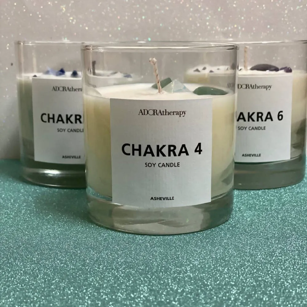 CHAKRA 4 SOY CANDLE WITH AVENTURINE GEMSTONES