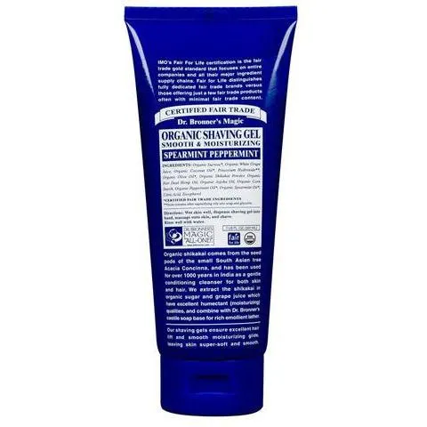 Dr Bronners Shaving Soap Gel Spearmint Peppermint 207ml