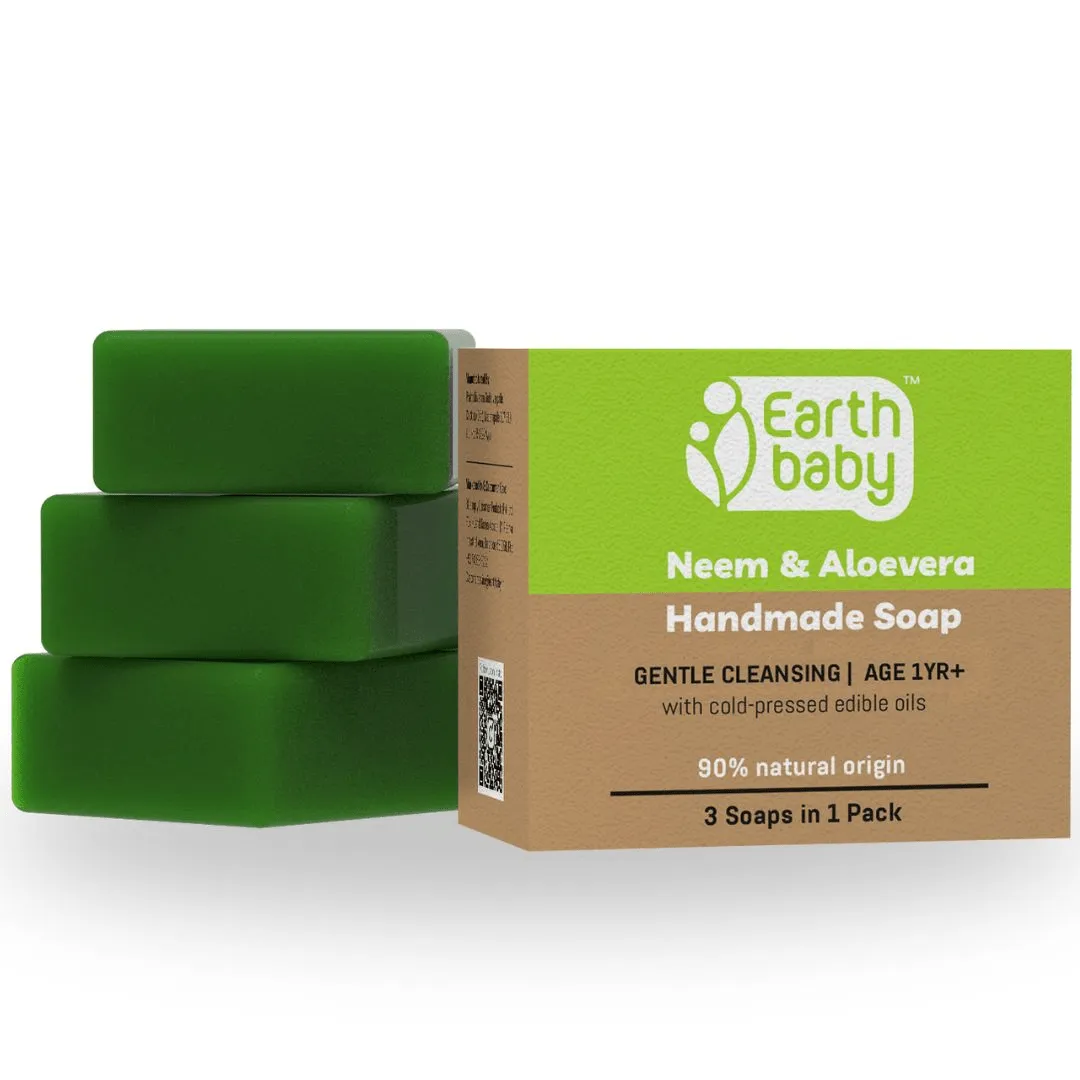 EarthBaby Handmade Neem & Aloe Vera Soap (Pack of 3)