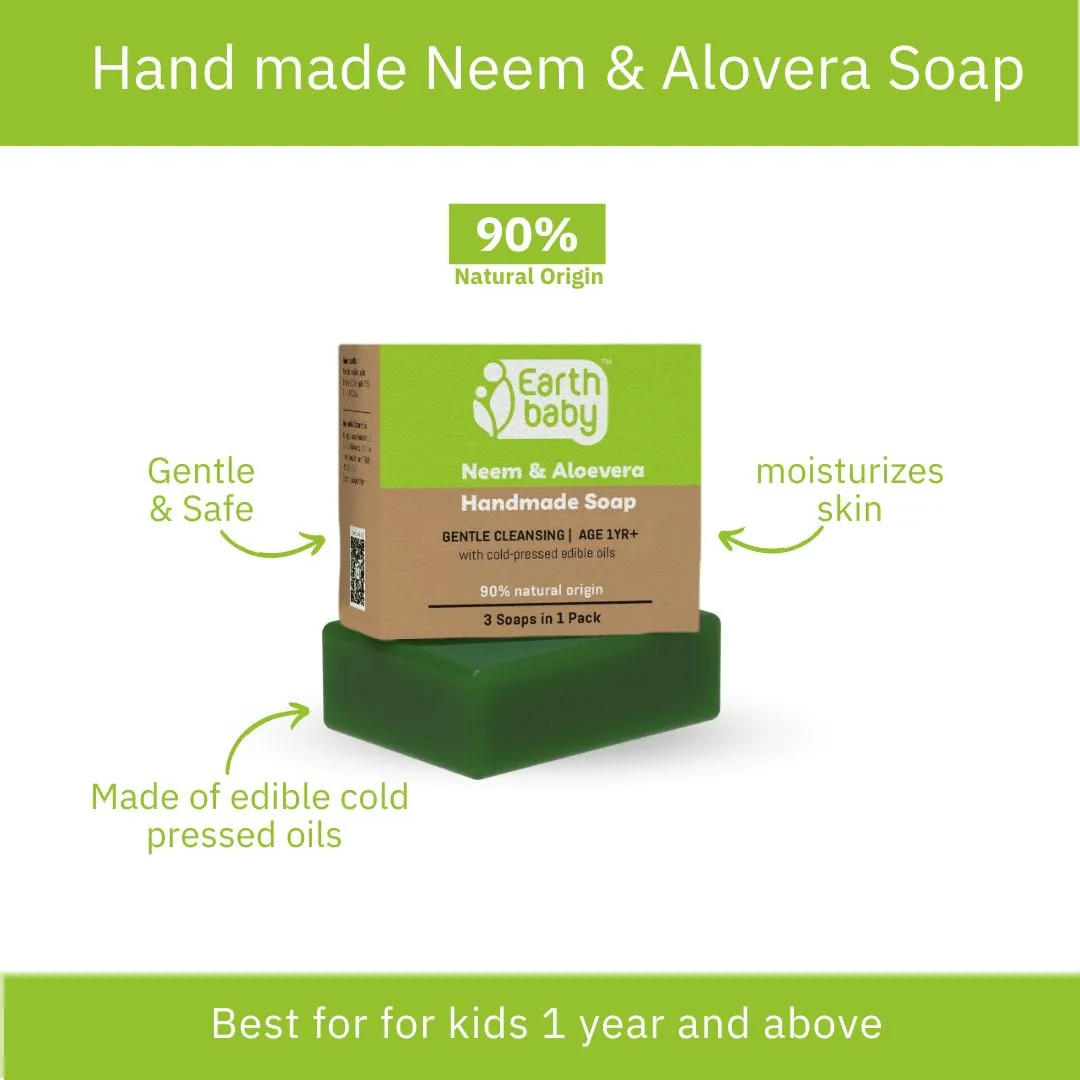 EarthBaby Handmade Neem & Aloe Vera Soap (Pack of 3)