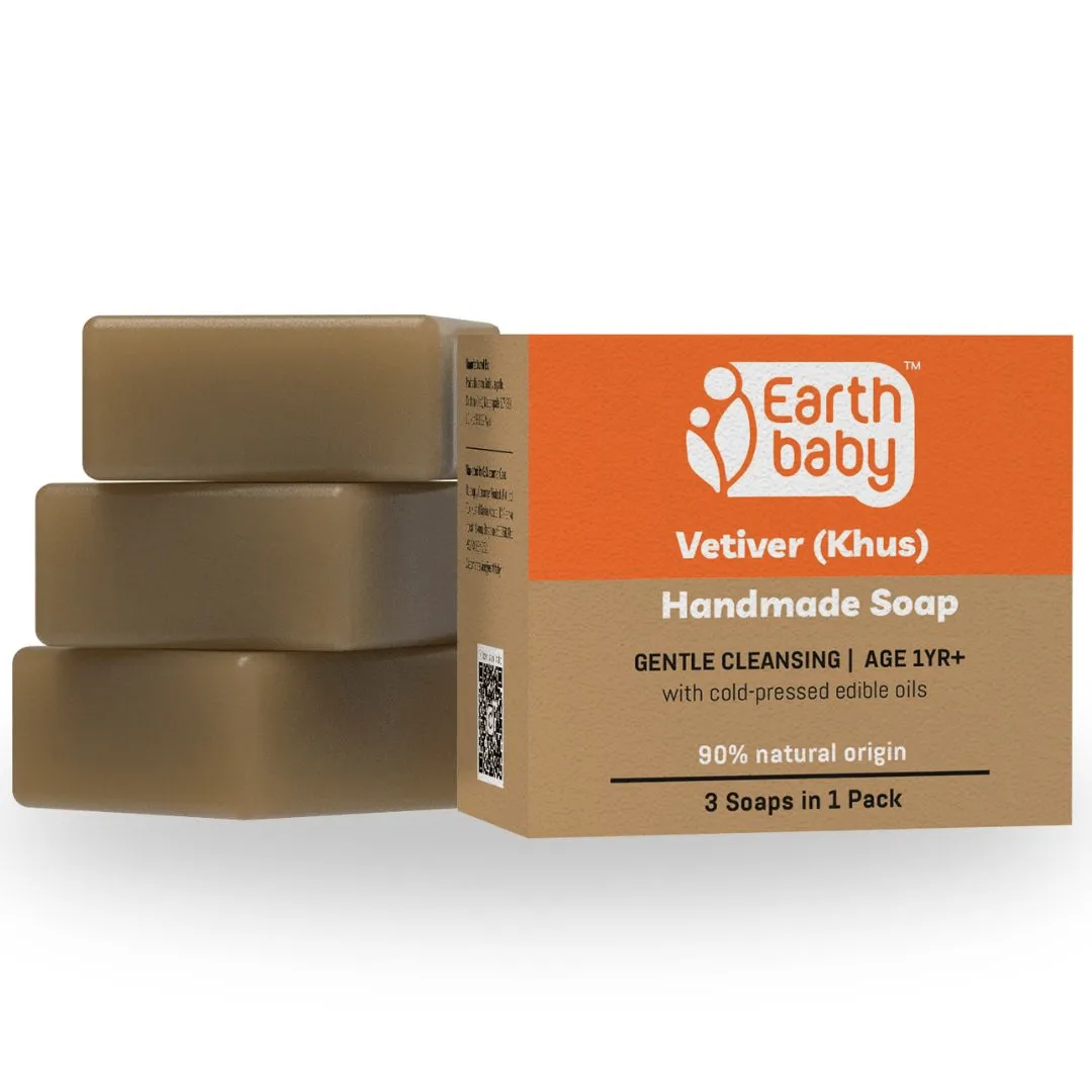 EarthBaby Handmade Vetiver (Khus) Soap (Pack of 3)