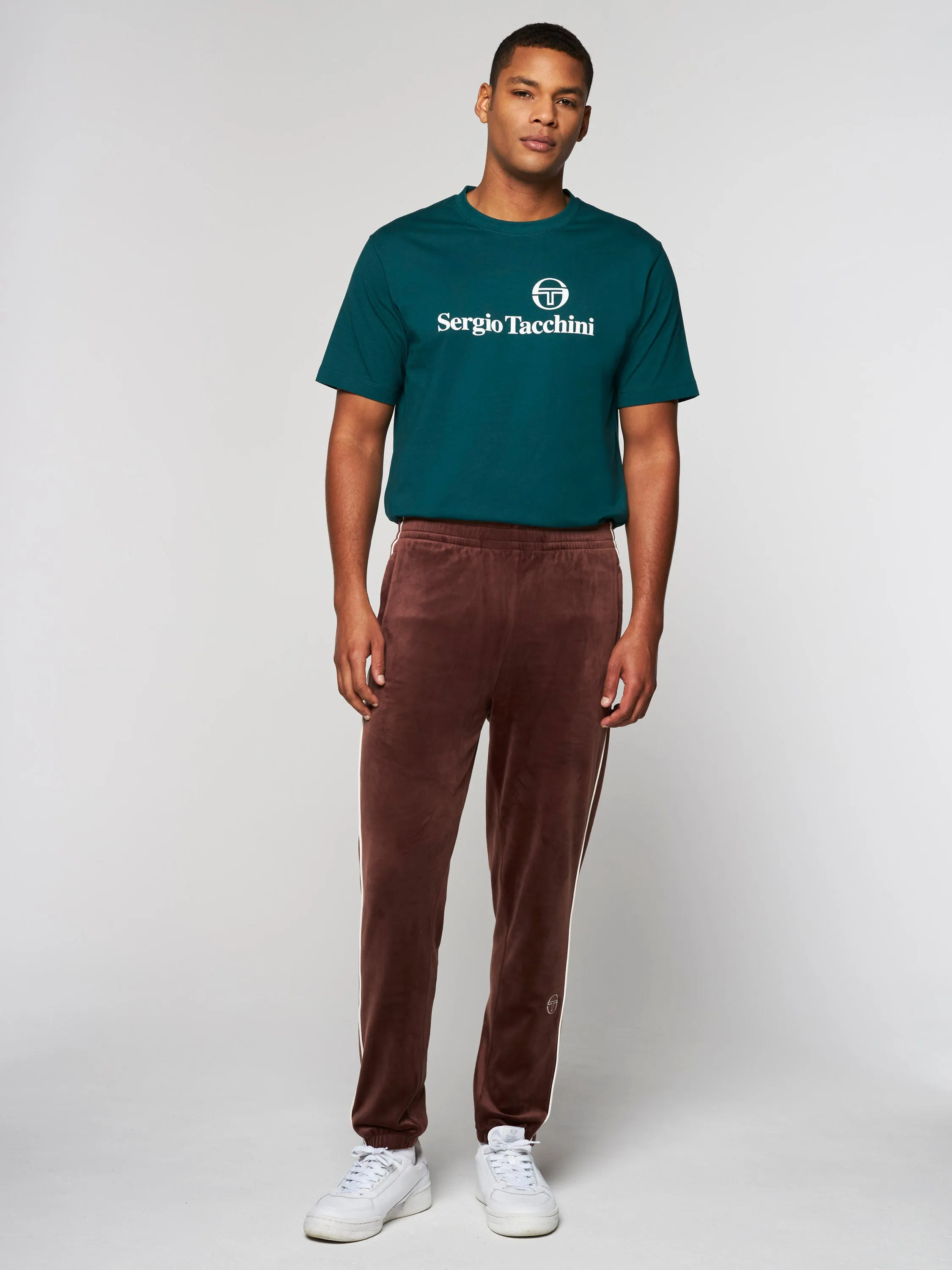 Lioni Velour Track Pant- Deep Mahogany