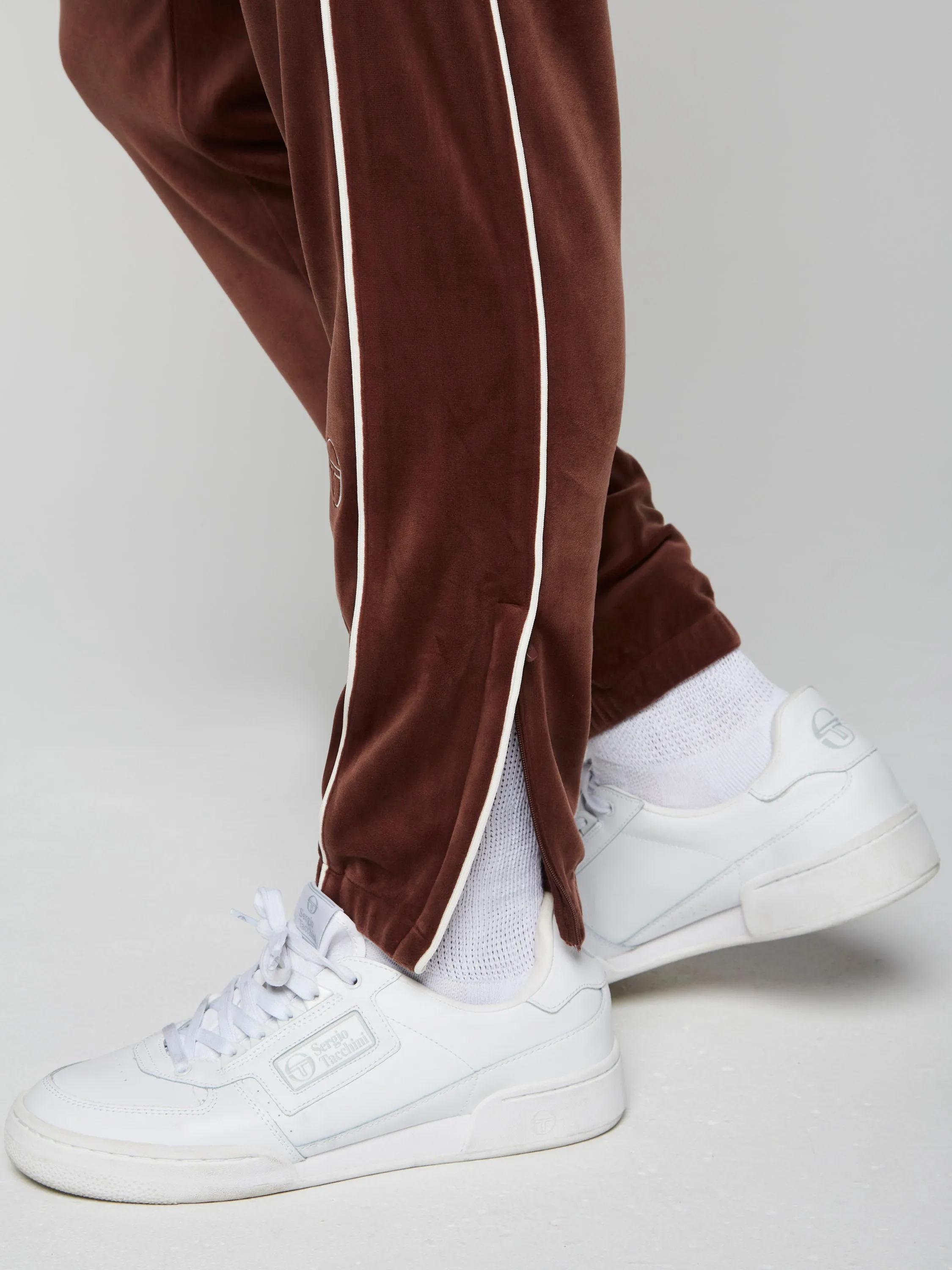 Lioni Velour Track Pant- Deep Mahogany