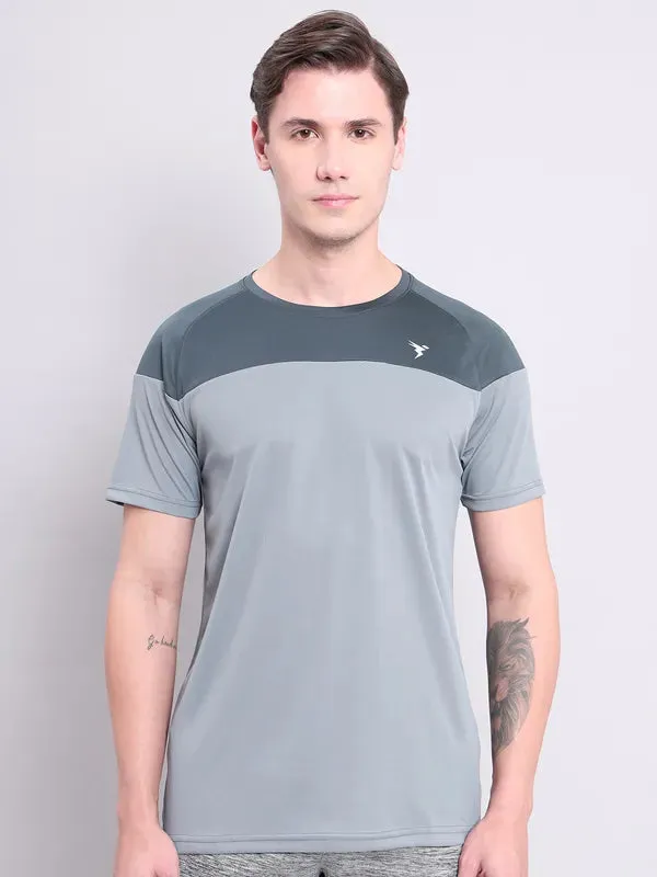 Men Colorblock Slim Fit Crew Neck T-shirt with TECHNO COOL 