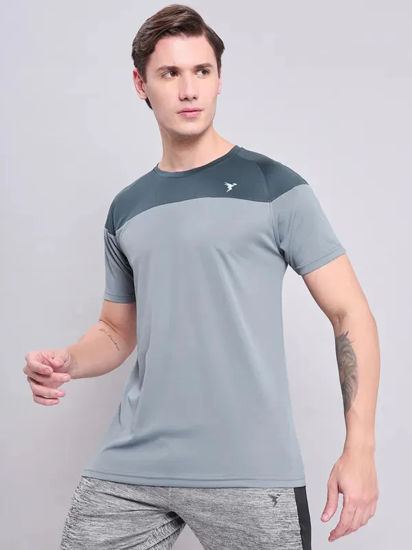 Men Colorblock Slim Fit Crew Neck T-shirt with TECHNO COOL 