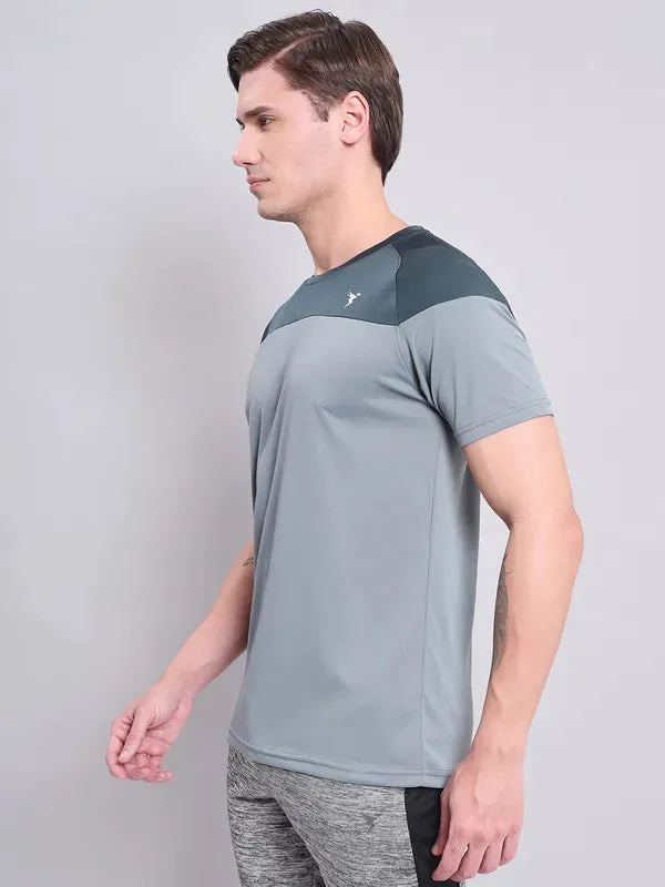 Men Colorblock Slim Fit Crew Neck T-shirt with TECHNO COOL 