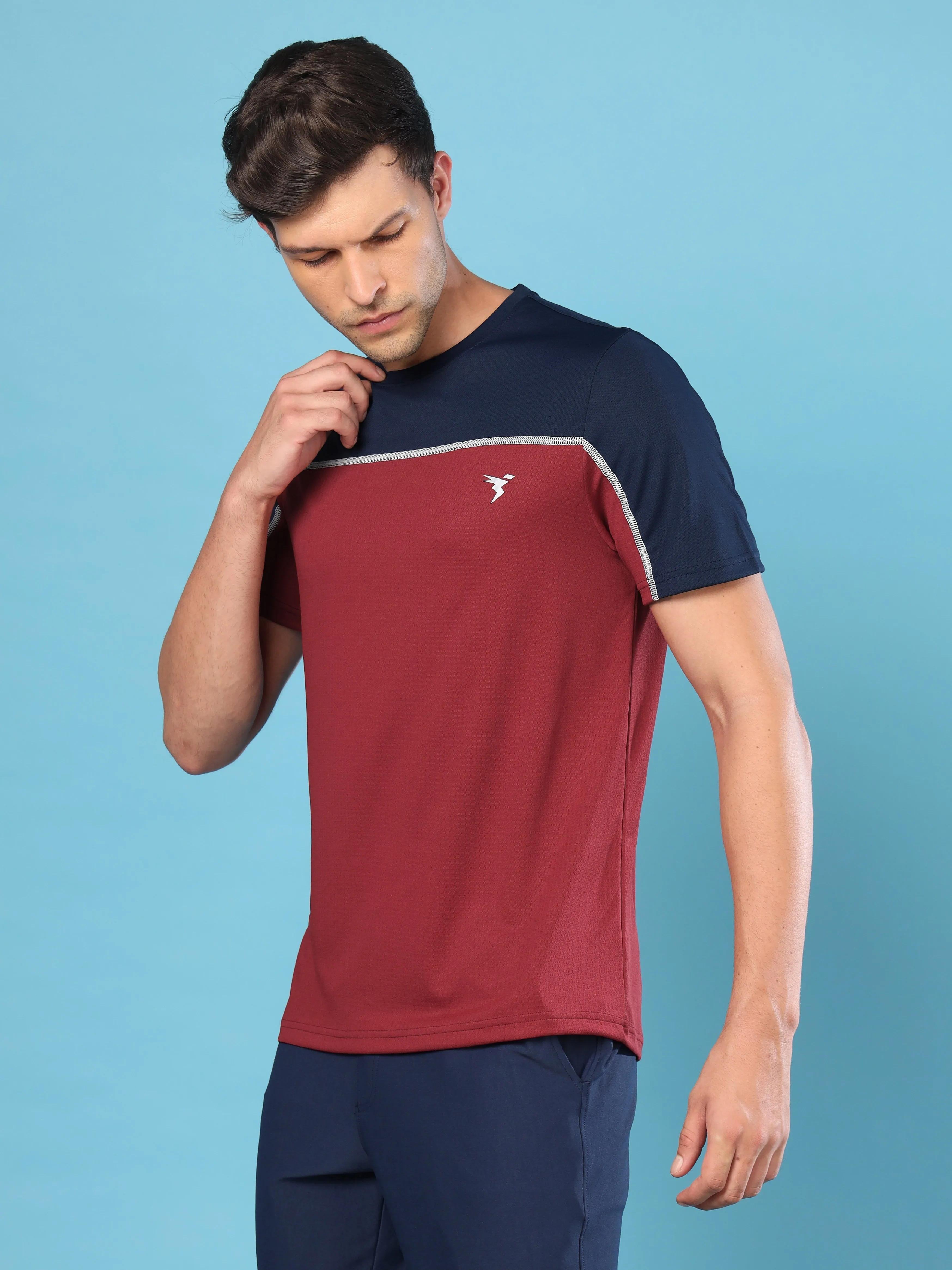 Men Colorblock Slim Fit Crew Neck T-shirt with TECHNO COOL 