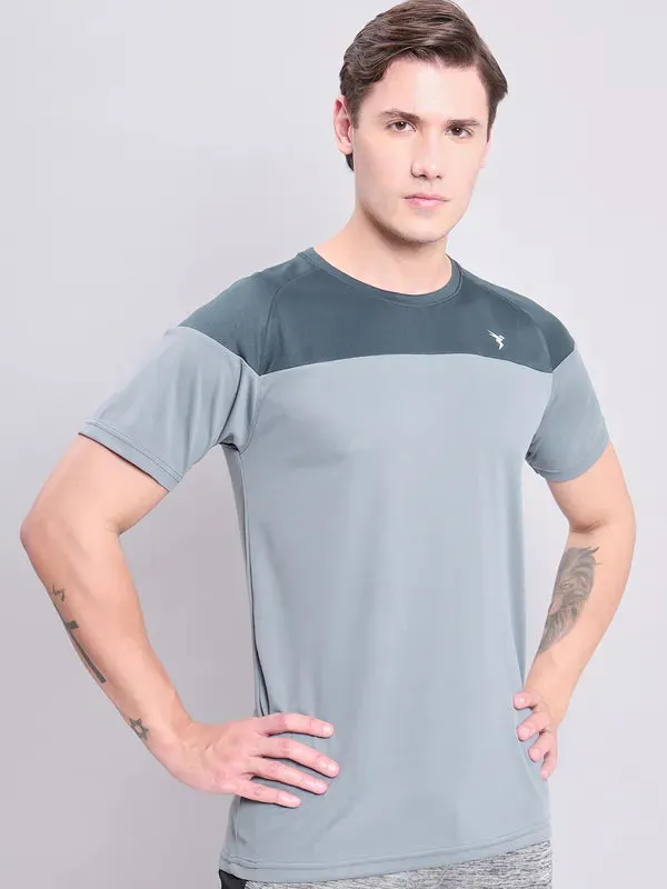 Men Colorblock Slim Fit Crew Neck T-shirt with TECHNO COOL 