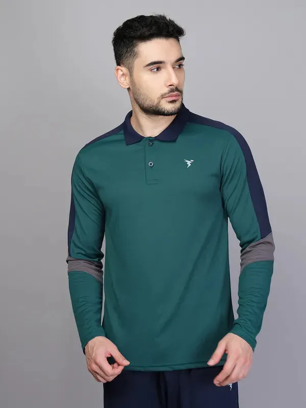 Men Colorblock Slim Fit Polo T-shirt with TECHNO COOL 