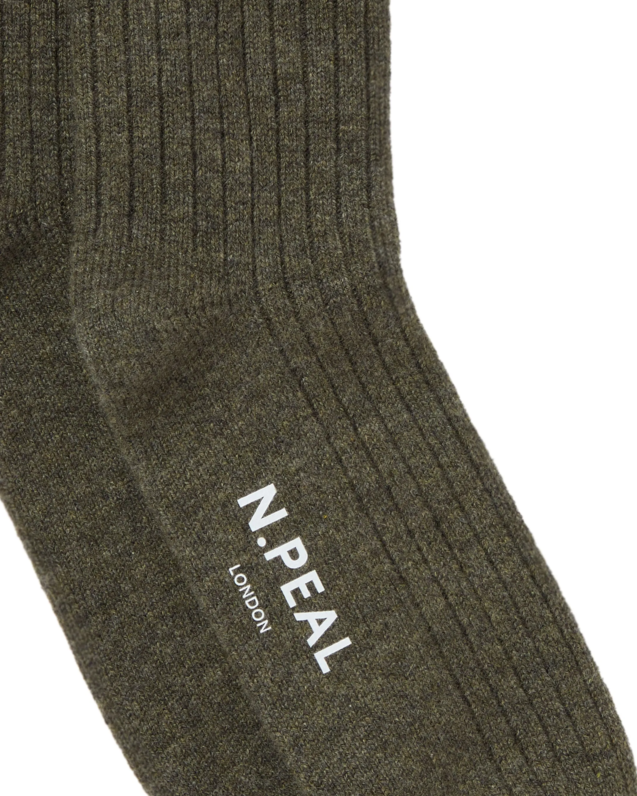 Men's Rib Cashmere House Socks Moss Green