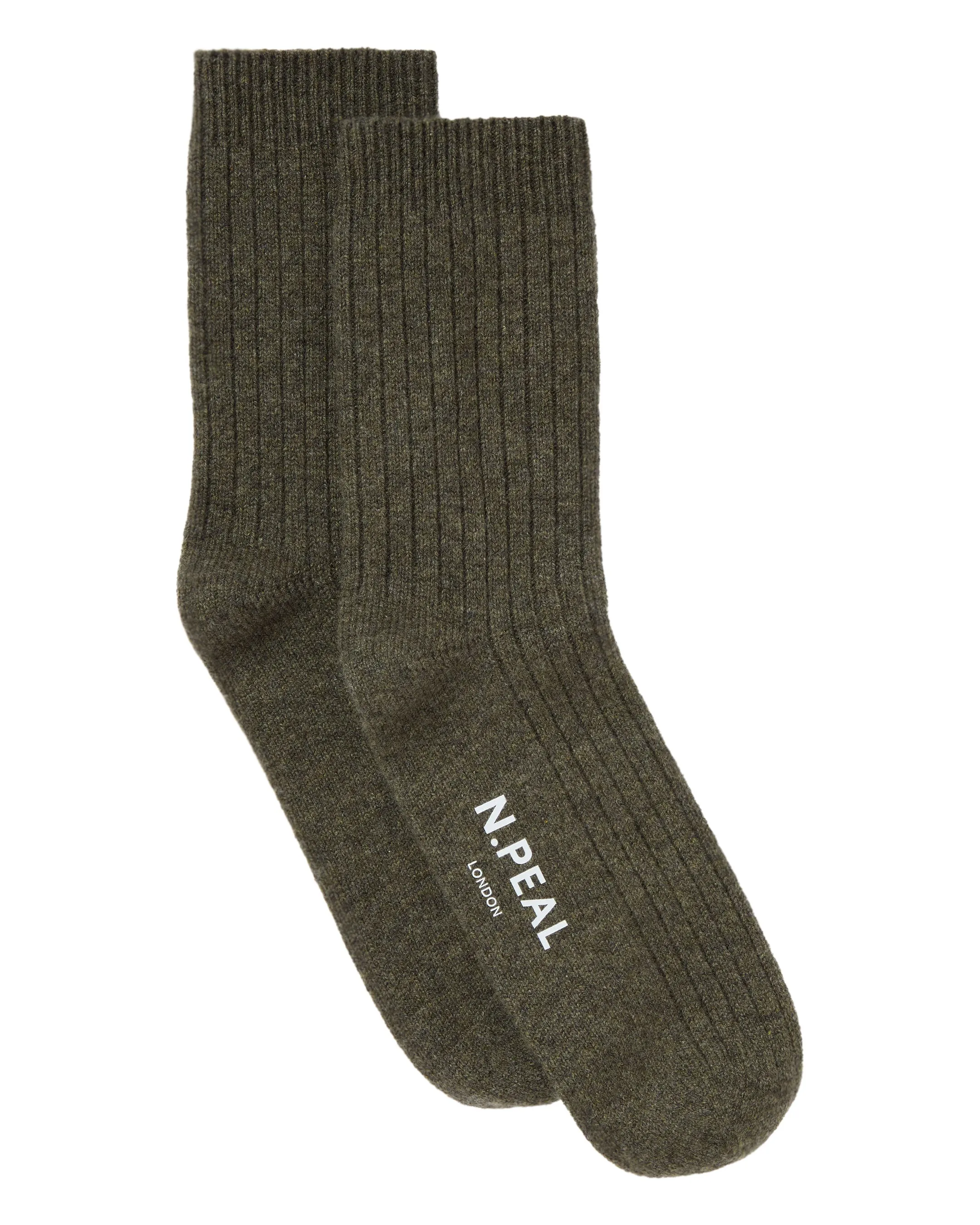 Men's Rib Cashmere House Socks Moss Green