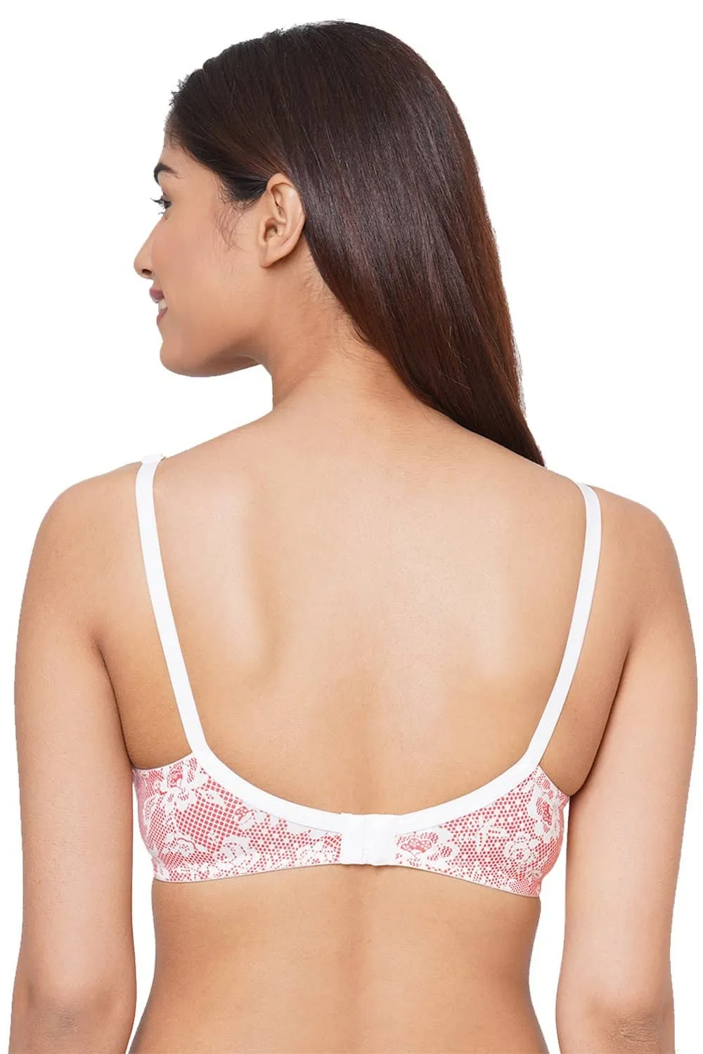 Organic Cotton  Antimicrobial  Seamless Side Support Bra (Pack of 2)-ISB057-Pink Lace Print_Bright Pink-