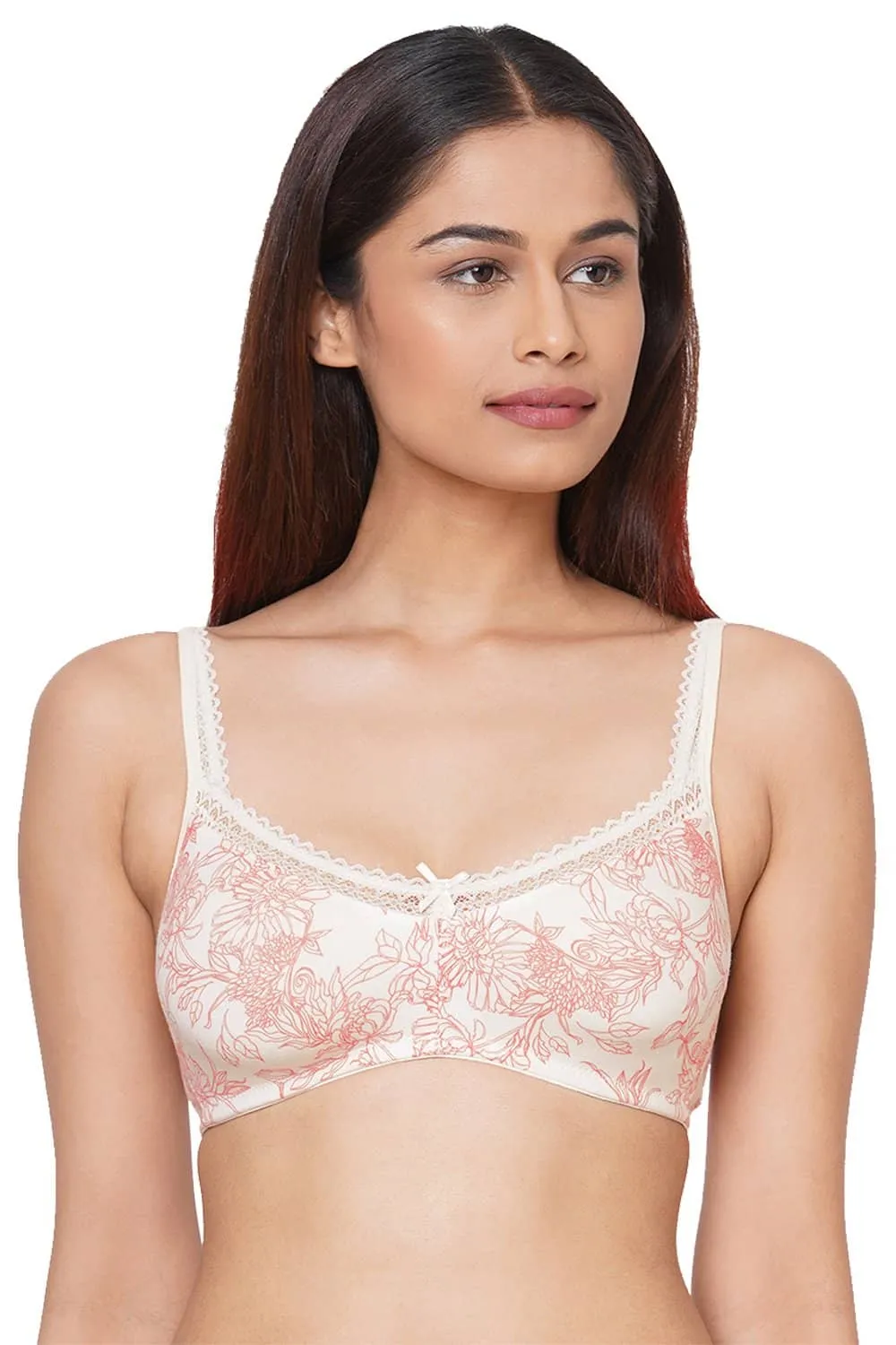 Organic Cotton Antimicrobial Soft Laced Bra (Pack of 3)-ISB017-C.Print_C.Print_Peach-