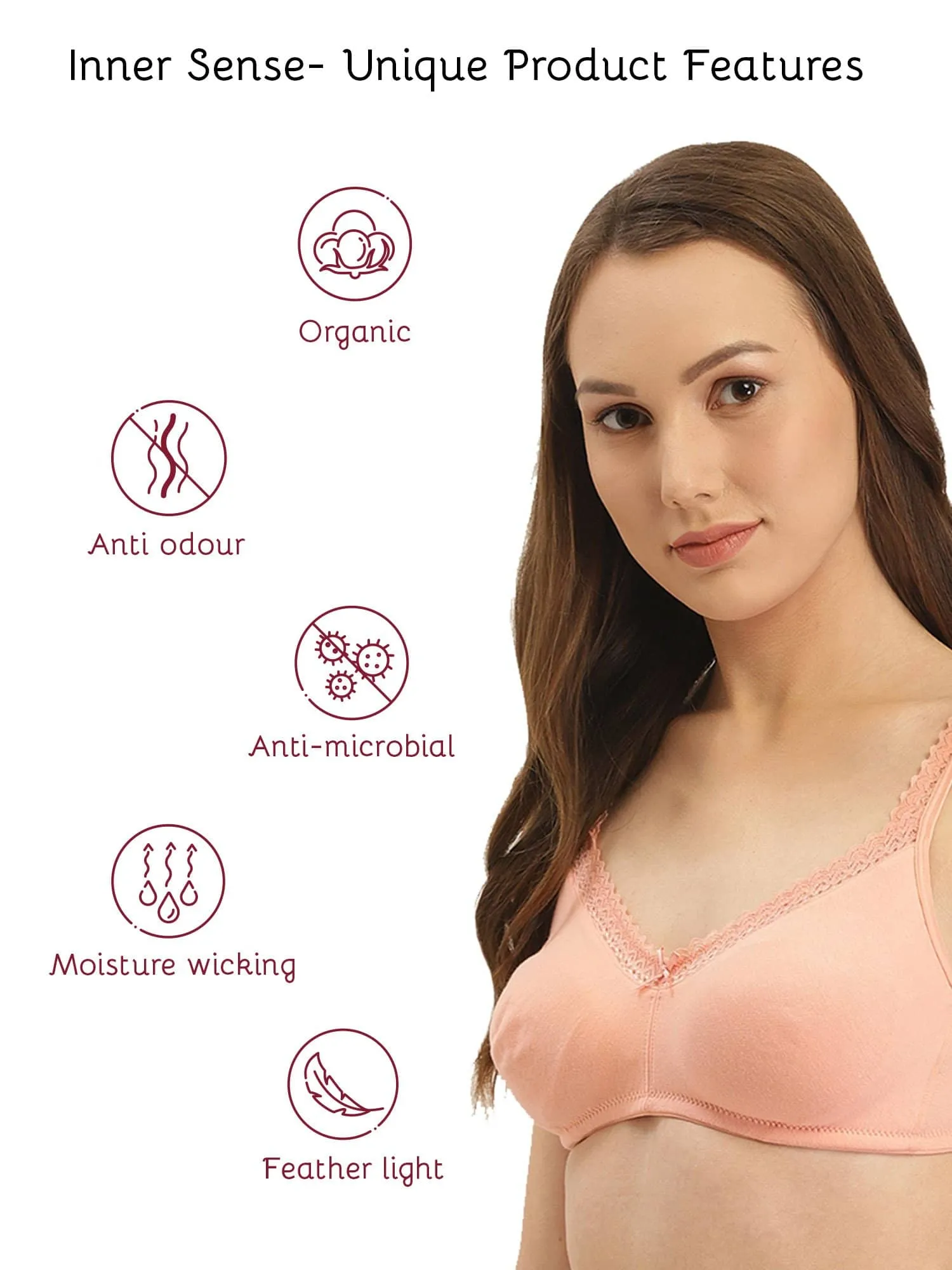 Organic Cotton Antimicrobial Soft Laced Bra (Pack of 3)-ISB017-C.Print_C.Print_Peach-