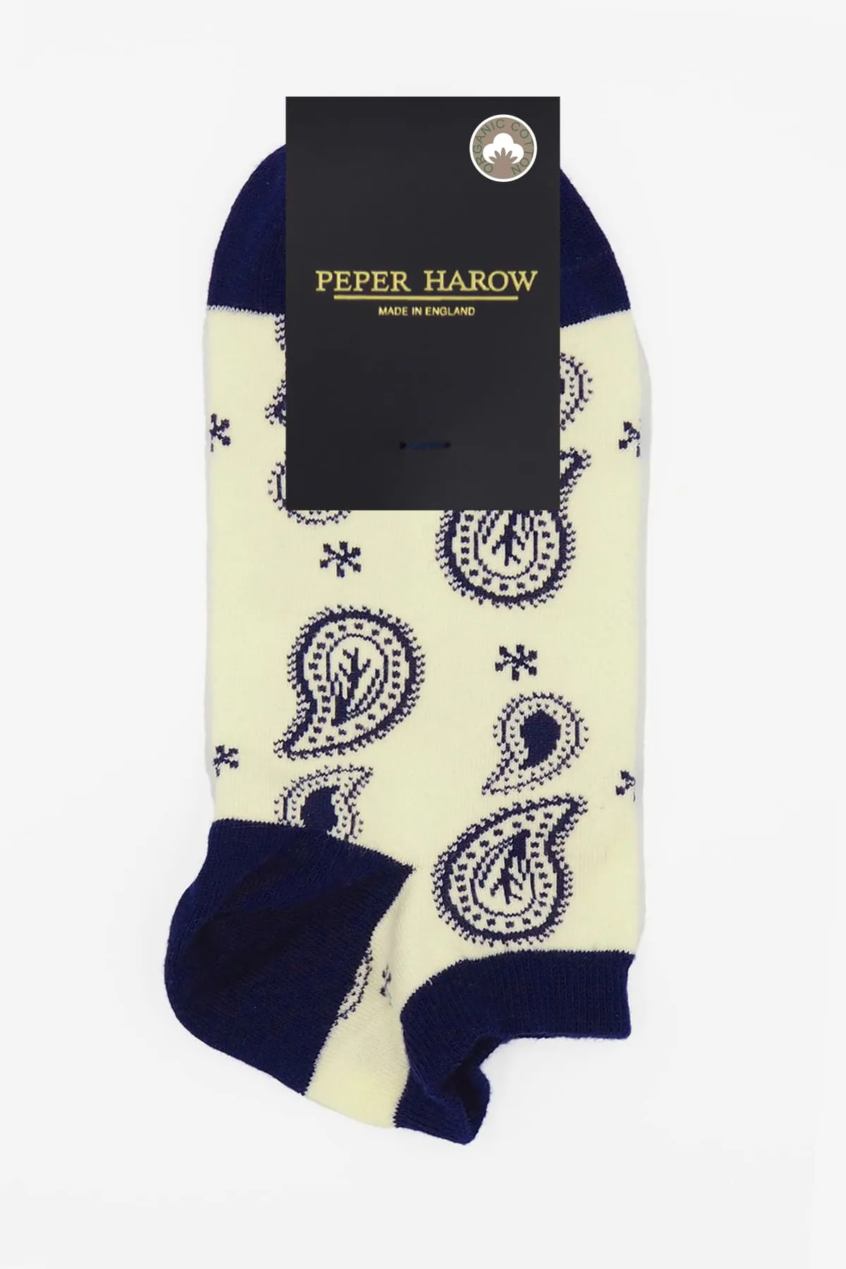 Paisley Men's Organic Cotton Trainer Socks | Cream